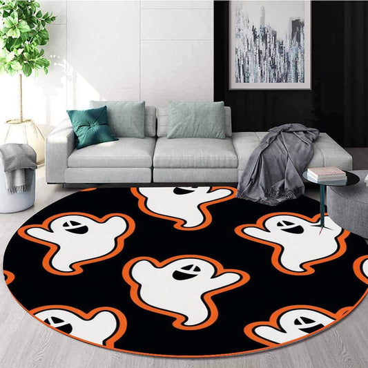 Halloween Round Rug,6ft, Halloween Gothic Rug, Halloween Ghost Rug,Washable Halloween Ghost Decor,for Living Dining Room Office Dining Room Bedroom Goth Halloween Floor Mat。