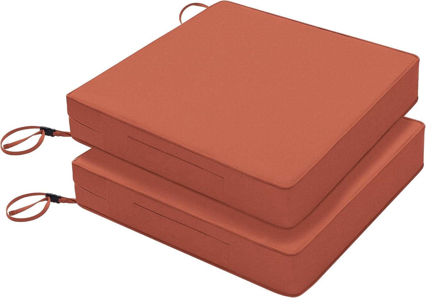 Favoyard Patio Chair Cushions 19 x 19 x 3 Inch Waterproof Outdoor Seat Cushions for Patio Furniture 3-Year Color Fastness Garden Sofa Couch Chair Pads with Handle & Adjustable Straps Set of 2, Beige