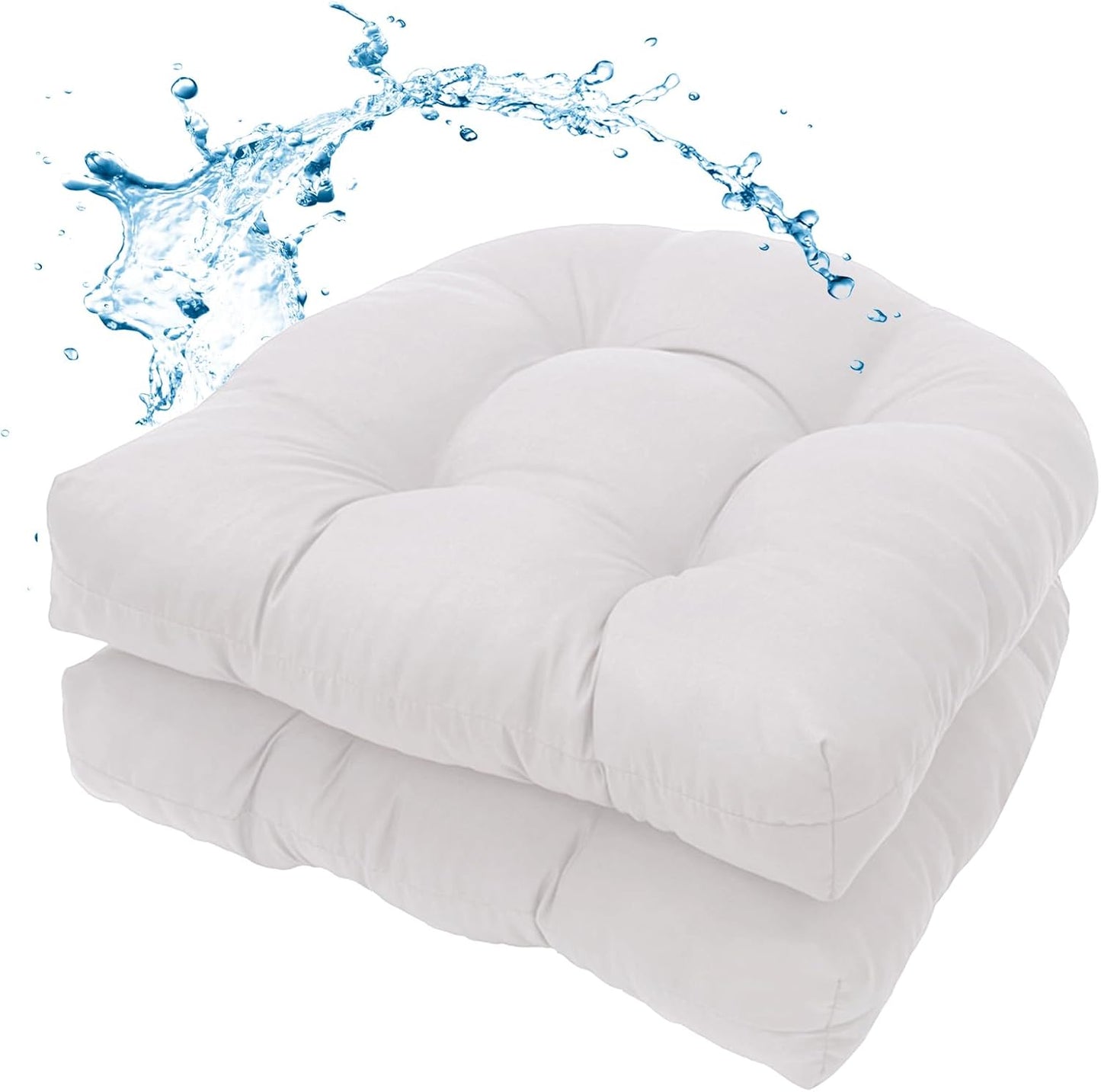 MTMR Water-Repellent Outdoor Chair Cushions Set of 2, 19”X19” Patio Chair Cushions with High Elasticity PP Cotton, No Fading Tufted Seat Cushions for Outdoor Furniture, Thick and Large Patio Cushions