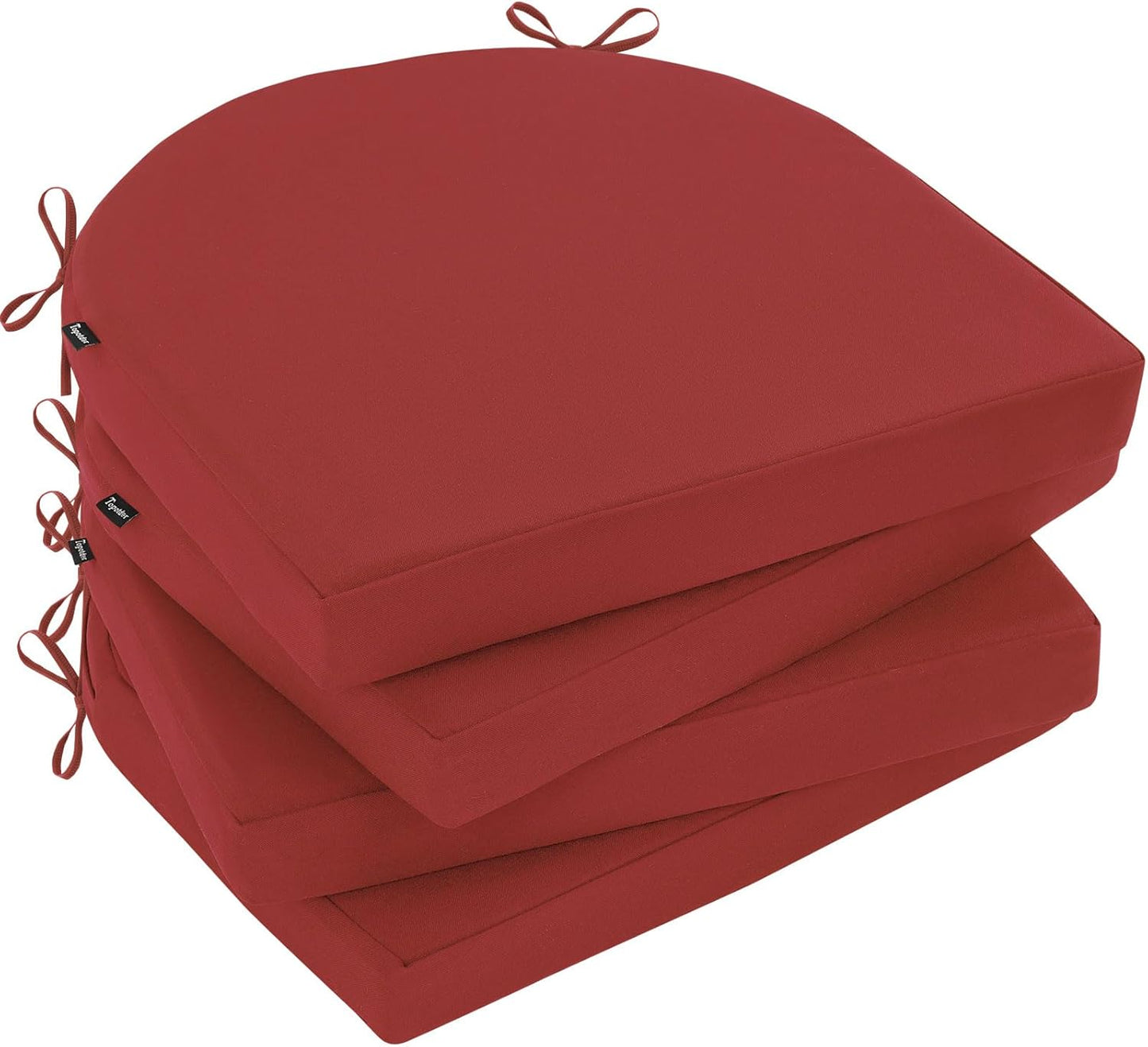 Topotdor Outdoor Chair Cushions Set of 2, Waterproof Patio Chair Cushions for Outdoor Furniture, Round Corner Seat Chair Pads with Ties for Patio Garden Dining Office, 17"x16"x2", Beige