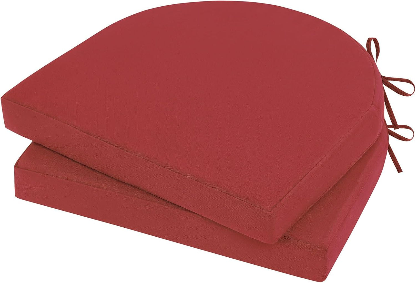 Topotdor Outdoor Chair Cushions Set of 2, Waterproof Patio Chair Cushions for Outdoor Furniture, Round Corner Seat Chair Pads with Ties for Patio Garden Dining Office, 17"x16"x2", Beige