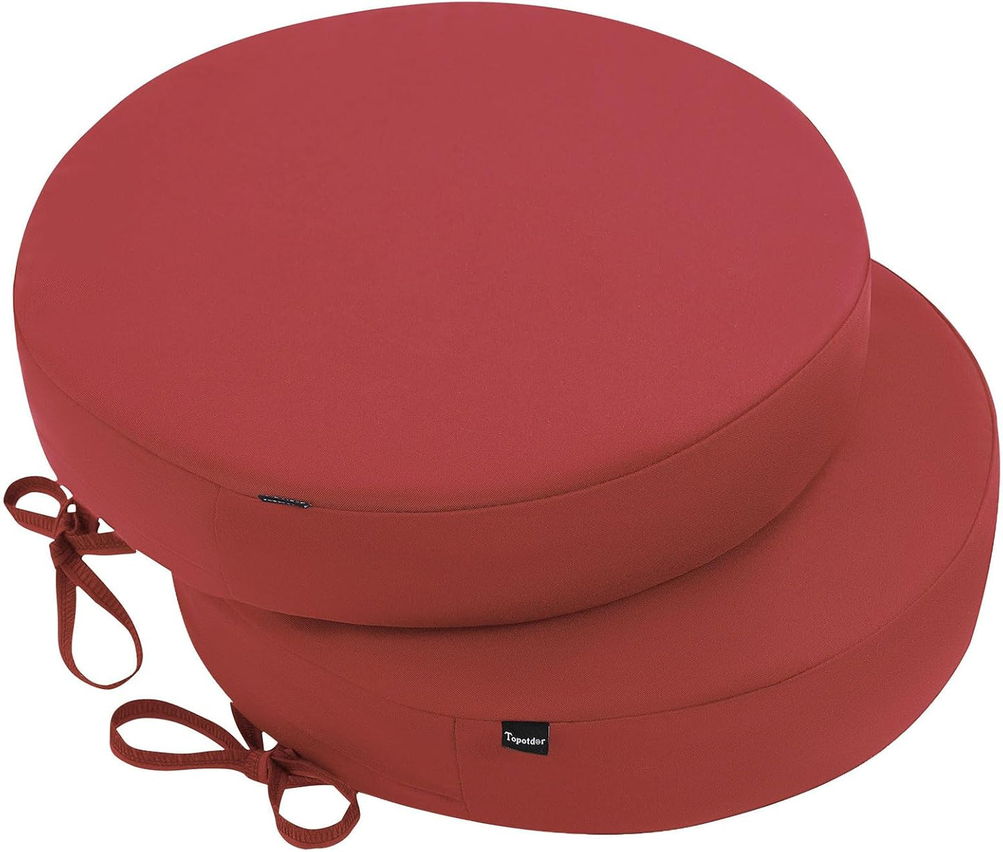 Topotdor Outdoor Chair Cushions Set of 2, Waterproof Patio Chair Cushions for Outdoor Furniture, Round Corner Seat Chair Pads with Ties for Patio Garden Dining Office, 17"x16"x2", Beige