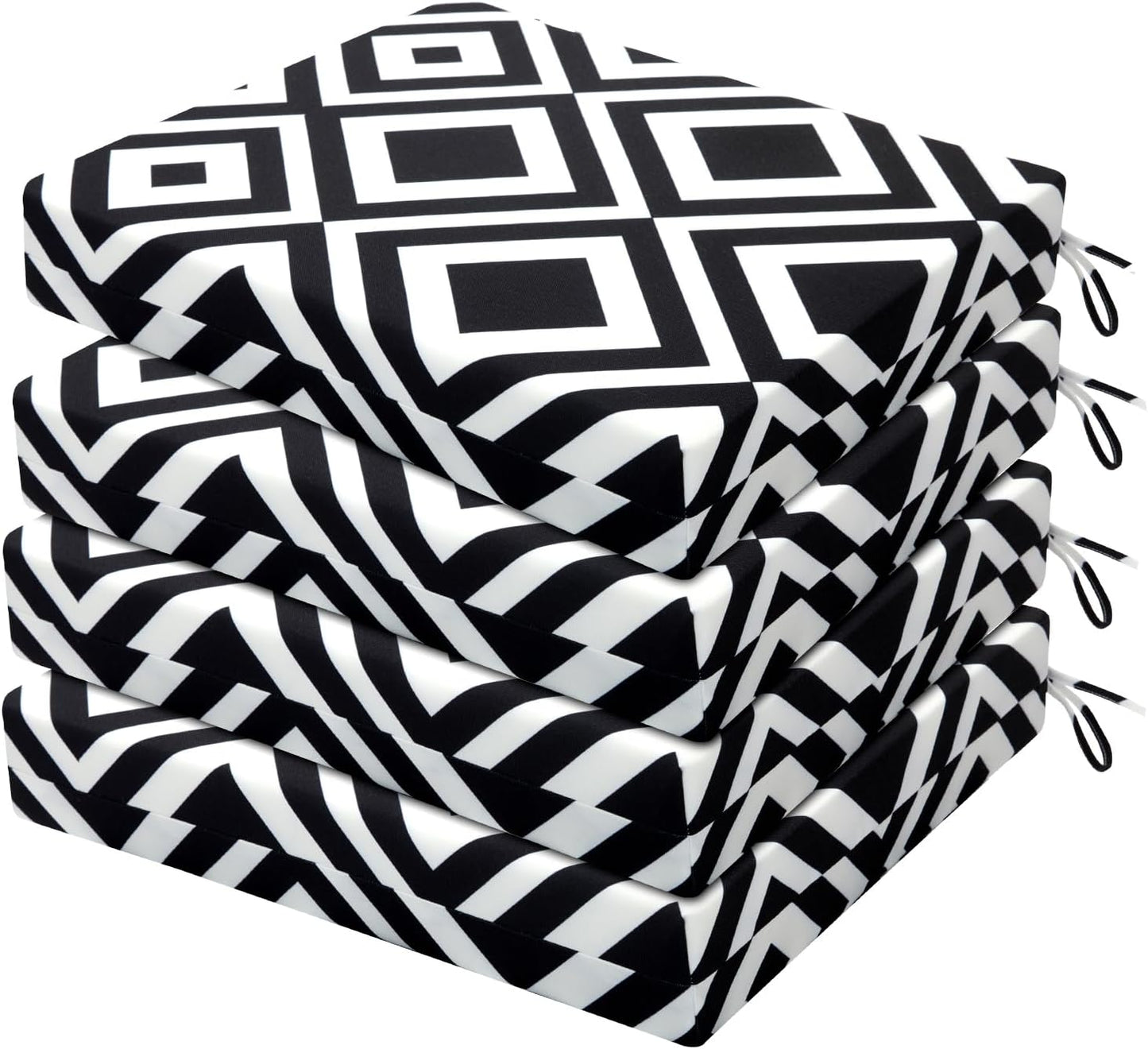 HARBOREST Outdoor Chair Cushions Set of 4, Water Resistant Patio Chair Cushions with Ties, Outdoor Seat Cushions for Patio Furniture, 17"x16"x2", Navy
