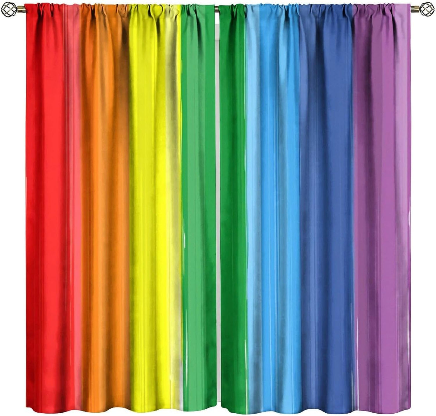 Rainbow Blackout Curtains, Abstract Colored Paint Leaking Splattered Drops Window Treatment Colorful Pancils Pattern Drapes for Bedroom Living Room, 52" W X 84" L