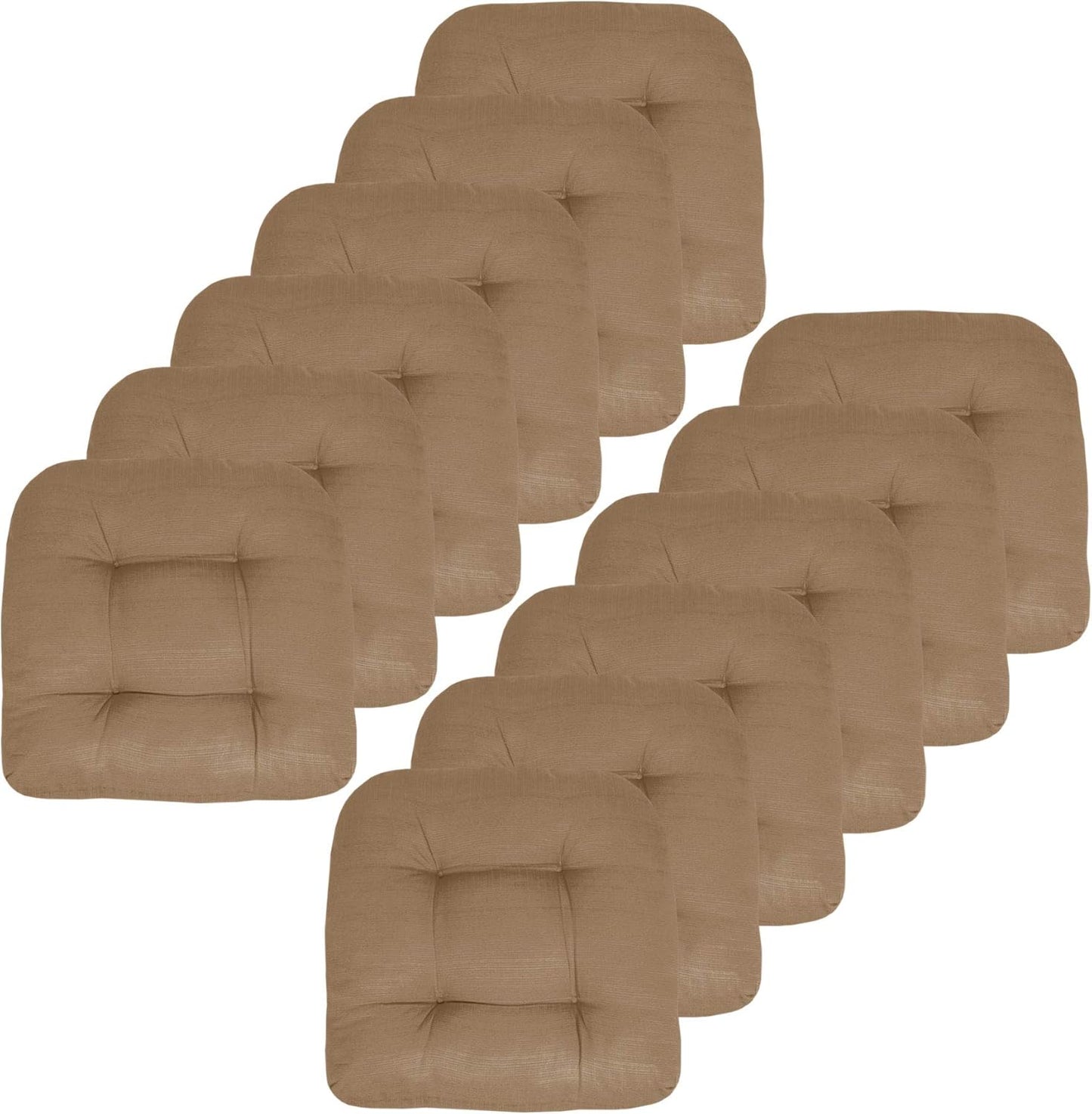 Sweet Home Collection Patio Cushions Outdoor Chair Pads Premium Comfortable Thick Fiber Fill Tufted 19" x 19" x 5" Seat Cover, 2 Pack, Cream