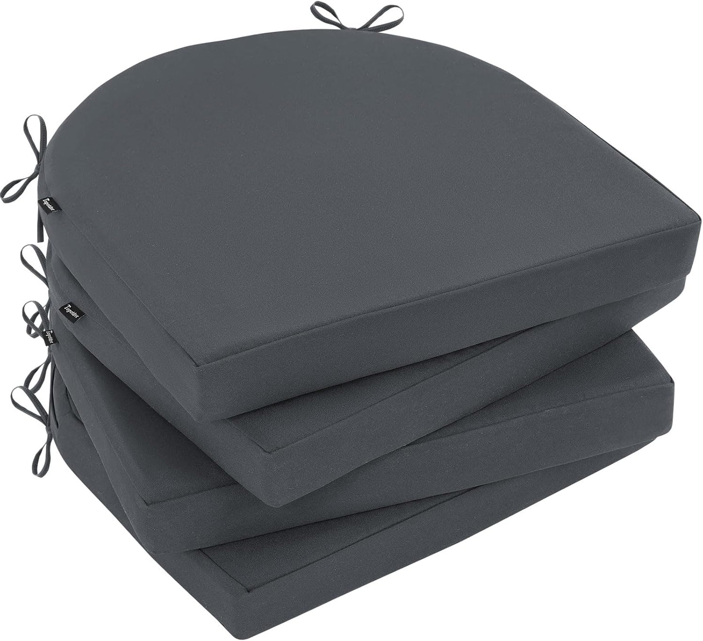 Topotdor Outdoor Chair Cushions Set of 2, Waterproof Patio Chair Cushions for Outdoor Furniture, Round Corner Seat Chair Pads with Ties for Patio Garden Dining Office, 17"x16"x2", Beige