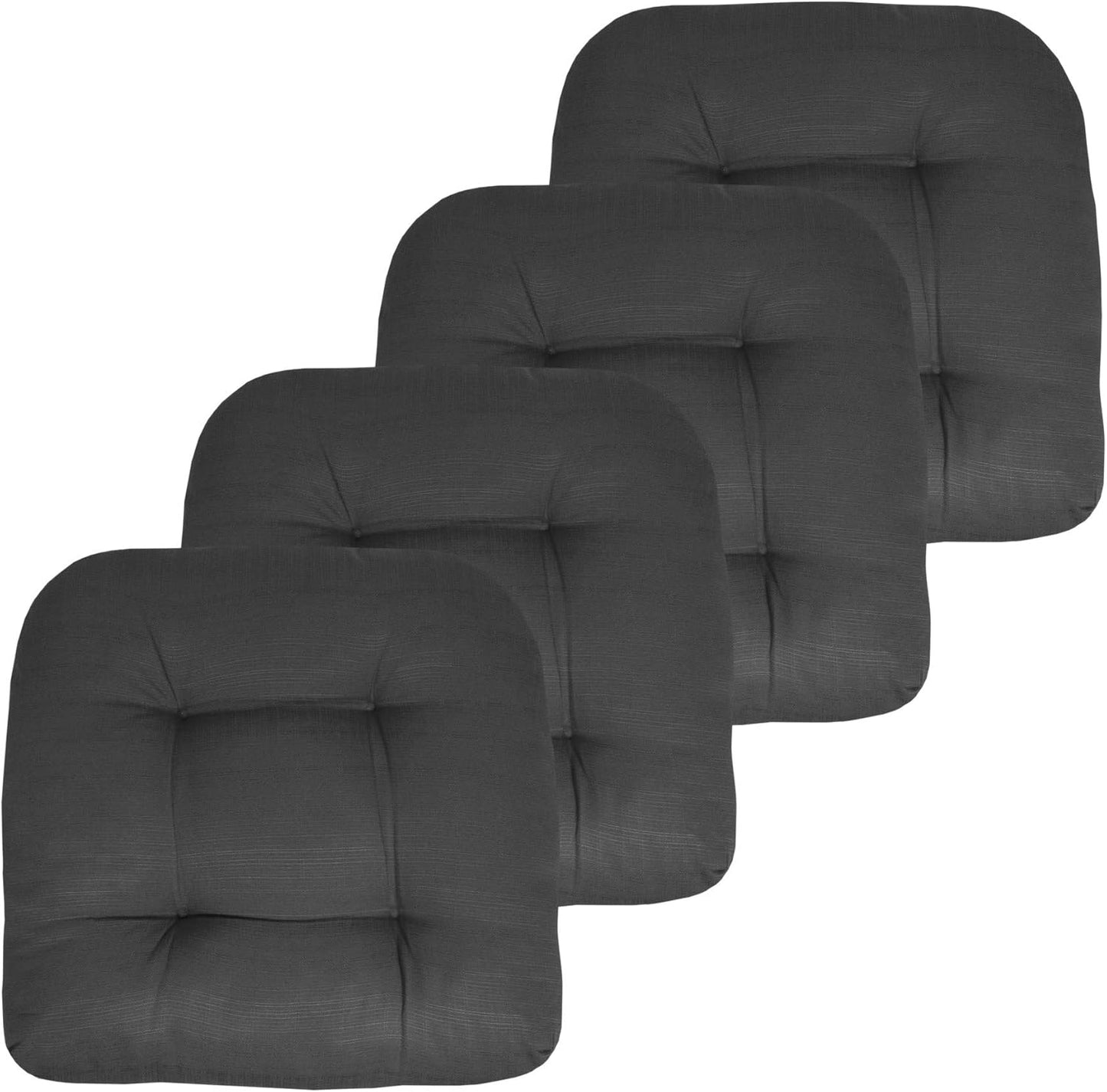 Sweet Home Collection Patio Cushions Outdoor Chair Pads Premium Comfortable Thick Fiber Fill Tufted 19" x 19" x 5" Seat Cover, 2 Pack, Cream