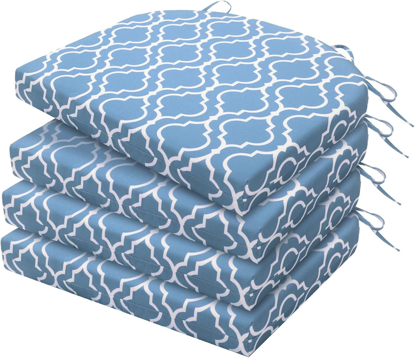 HARBOREST Outdoor Chair Cushions Set of 4, Water Resistant Patio Chair Cushions with Ties, Outdoor Seat Cushions for Patio Furniture, 17"x16"x2", Navy