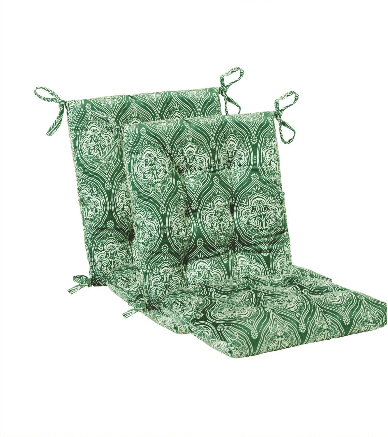 Outdoor Patio Cushion, Rocking Chair Cushion, Tufted Pads, Set of Upper and Lower with Ties Pack of 2 (2 Sets) - Back 20"×17", Seat 17"×17" (Blue Houndstooth)