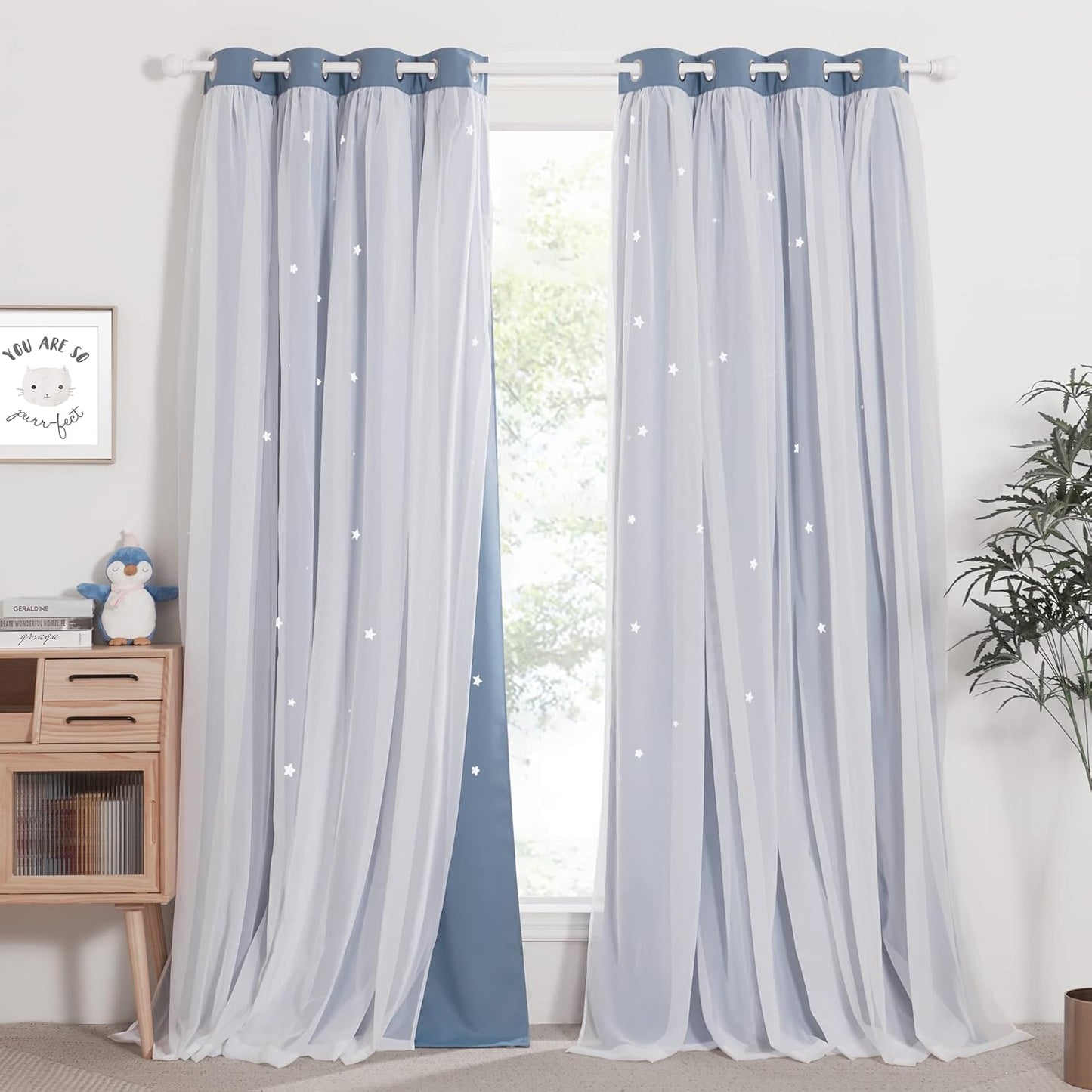 NICETOWN Rainbow Window Curtain Girls Kids Playroom Pastel Colorful Nursery Ombre 84 inches Long Blackout Curtains for Bedroom Living Room, 2 Panels, Grommet Top, 52" W x 84’L， Teal & Purple