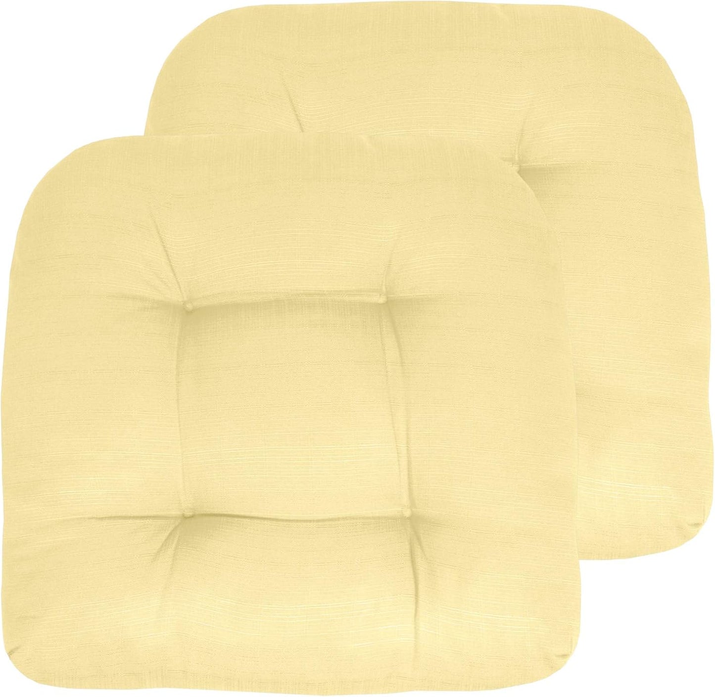 Sweet Home Collection Patio Cushions Outdoor Chair Pads Premium Comfortable Thick Fiber Fill Tufted 19" x 19" x 5" Seat Cover, 2 Pack, Cream
