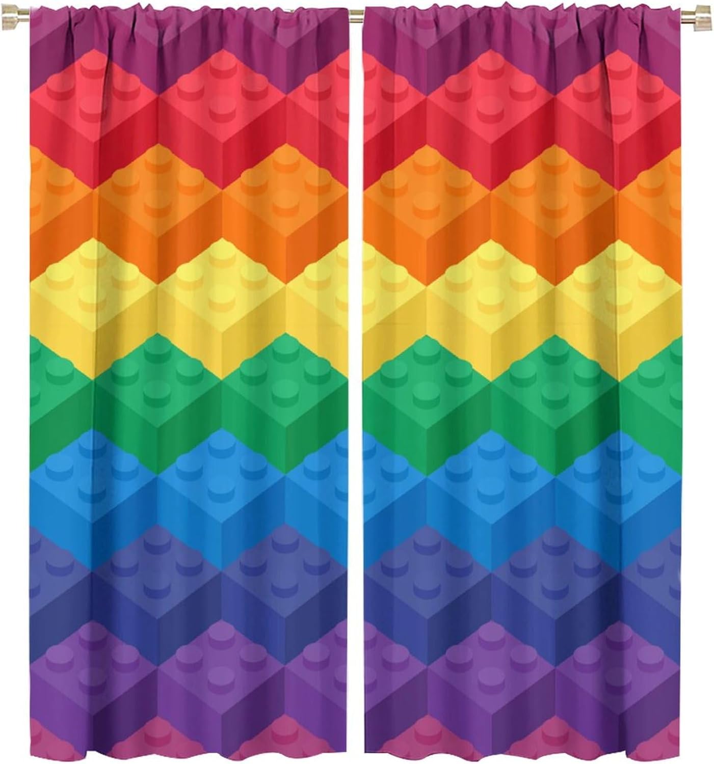 Rainbow Window Curtains, Abstract Colorful Rainbow Matching Art Theme Window Treatments Gradations of Colors Pleasant Atmosphere Blackout Rod Pocket Window Drapes for Bedroom Living Room 63x72in