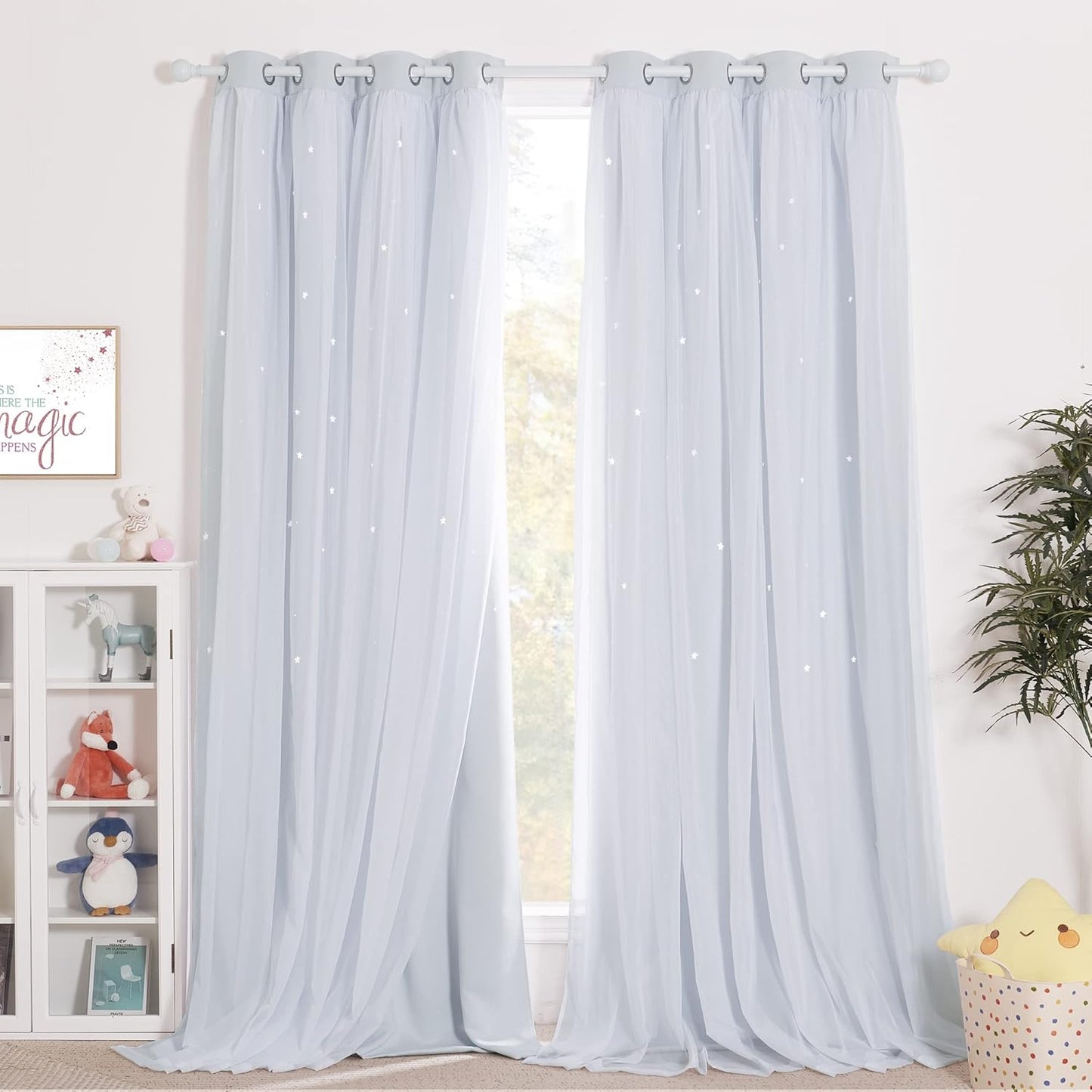 NICETOWN Rainbow Window Curtain Girls Kids Playroom Pastel Colorful Nursery Ombre 84 inches Long Blackout Curtains for Bedroom Living Room, 2 Panels, Grommet Top, 52" W x 84’L， Teal & Purple