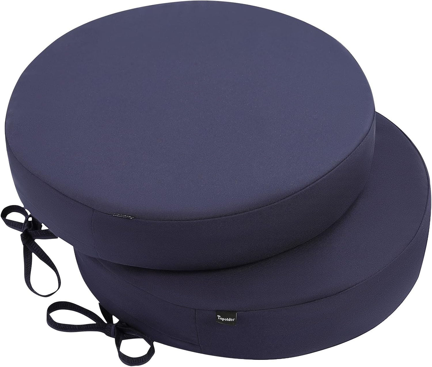 Topotdor Outdoor Chair Cushions Set of 2, Waterproof Patio Chair Cushions for Outdoor Furniture, Round Corner Seat Chair Pads with Ties for Patio Garden Dining Office, 17"x16"x2", Beige