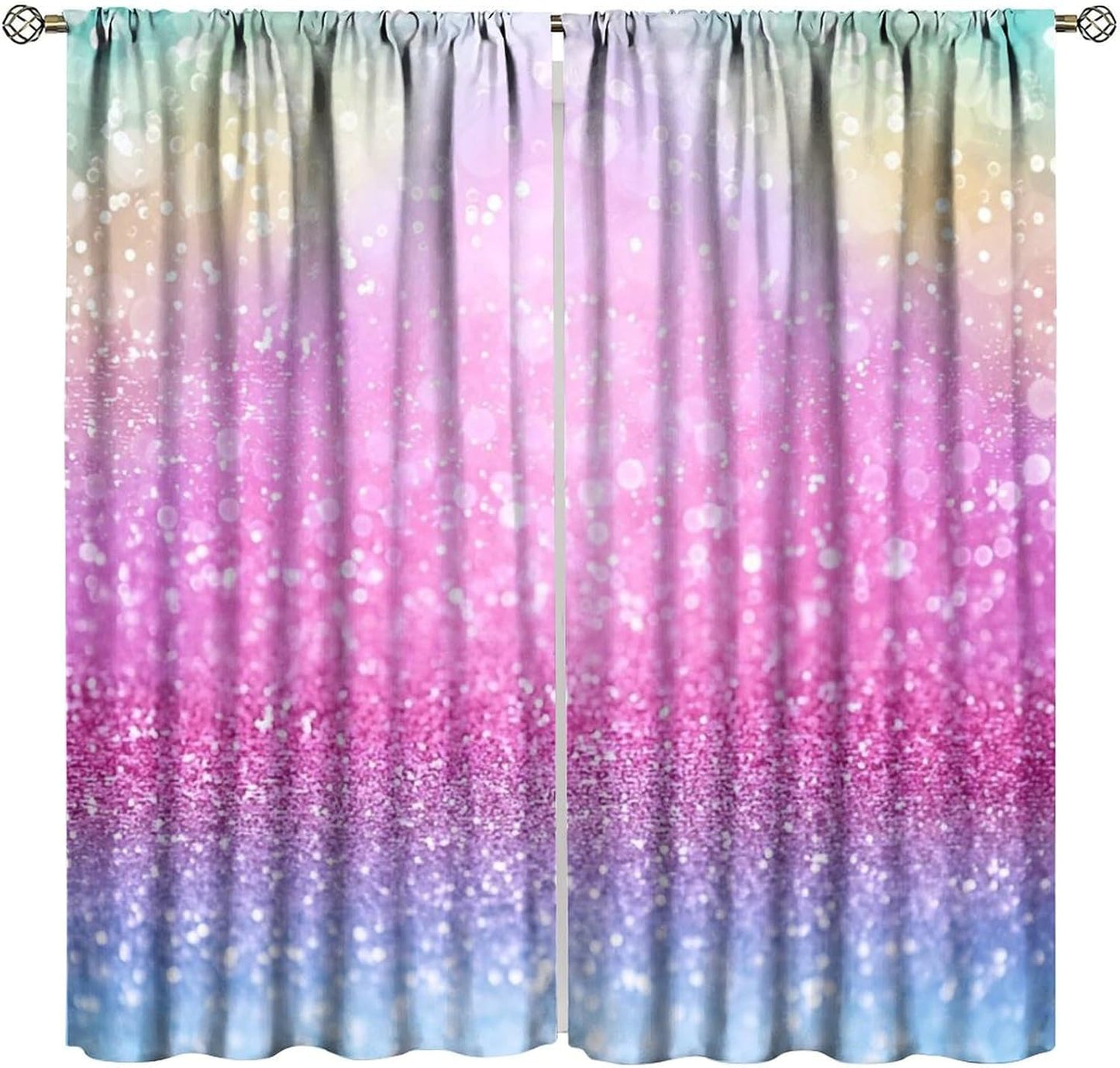 Rainbow Blackout Curtains, Abstract Colored Paint Leaking Splattered Drops Window Treatment Colorful Pancils Pattern Drapes for Bedroom Living Room, 52" W X 84" L