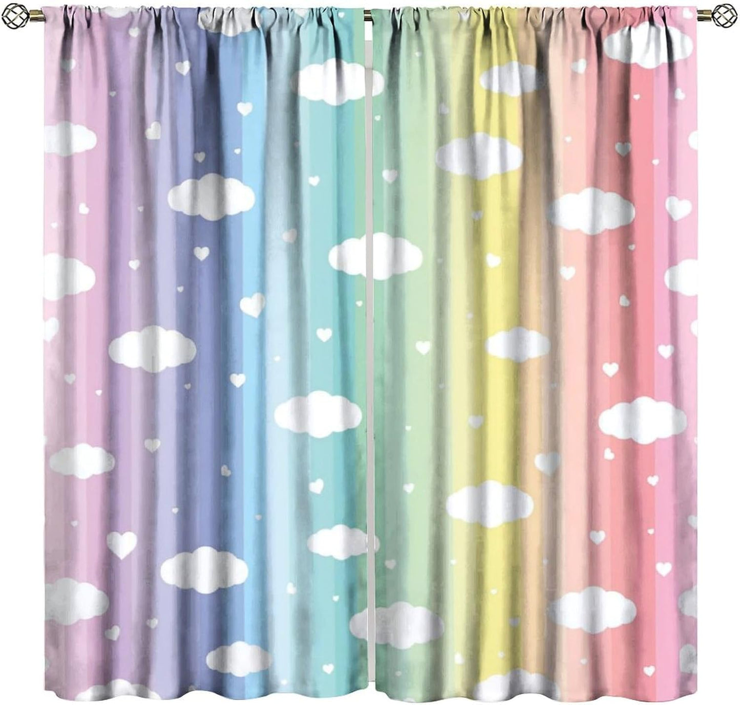 Rainbow Blackout Curtains, Abstract Colored Paint Leaking Splattered Drops Window Treatment Colorful Pancils Pattern Drapes for Bedroom Living Room, 52" W X 84" L