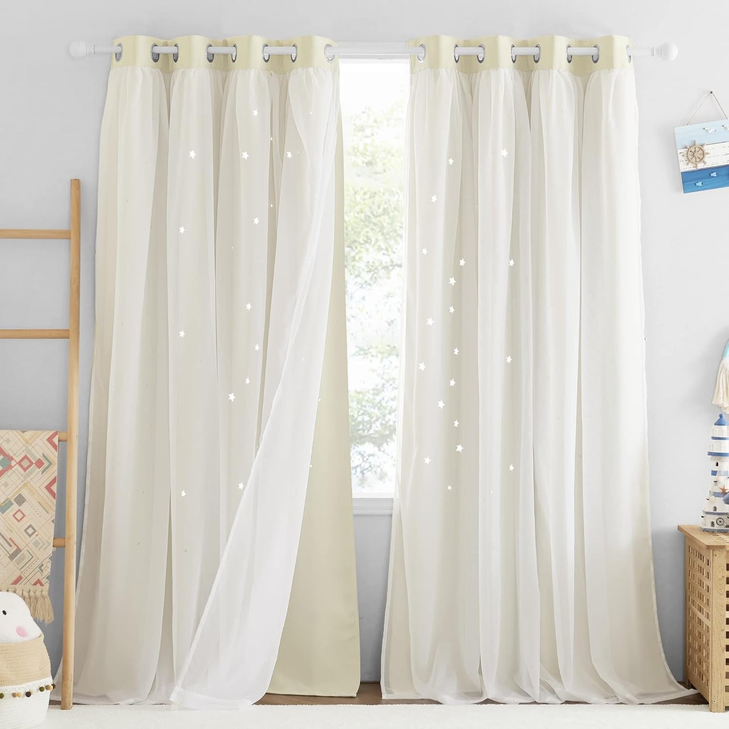 NICETOWN Rainbow Window Curtain Girls Kids Playroom Pastel Colorful Nursery Ombre 84 inches Long Blackout Curtains for Bedroom Living Room, 2 Panels, Grommet Top, 52" W x 84’L， Teal & Purple