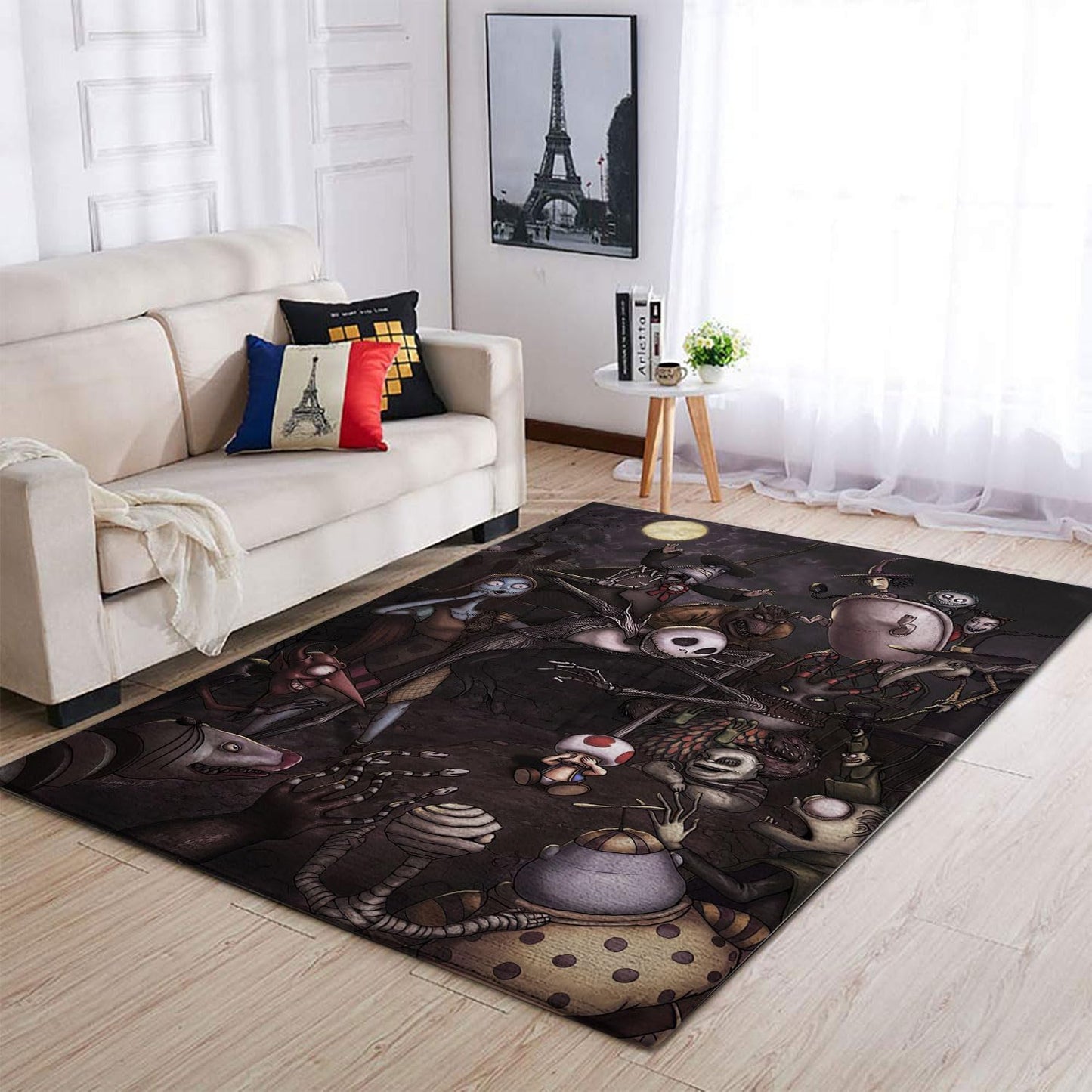 The Nightmare Before Xmas Rug, Christmas 3D Printed Carpet, Non-Slip Washable Area Rug for Living Room, Playroom, Nursery, Bedroom, Halloween Home Decoration (5x7ft)