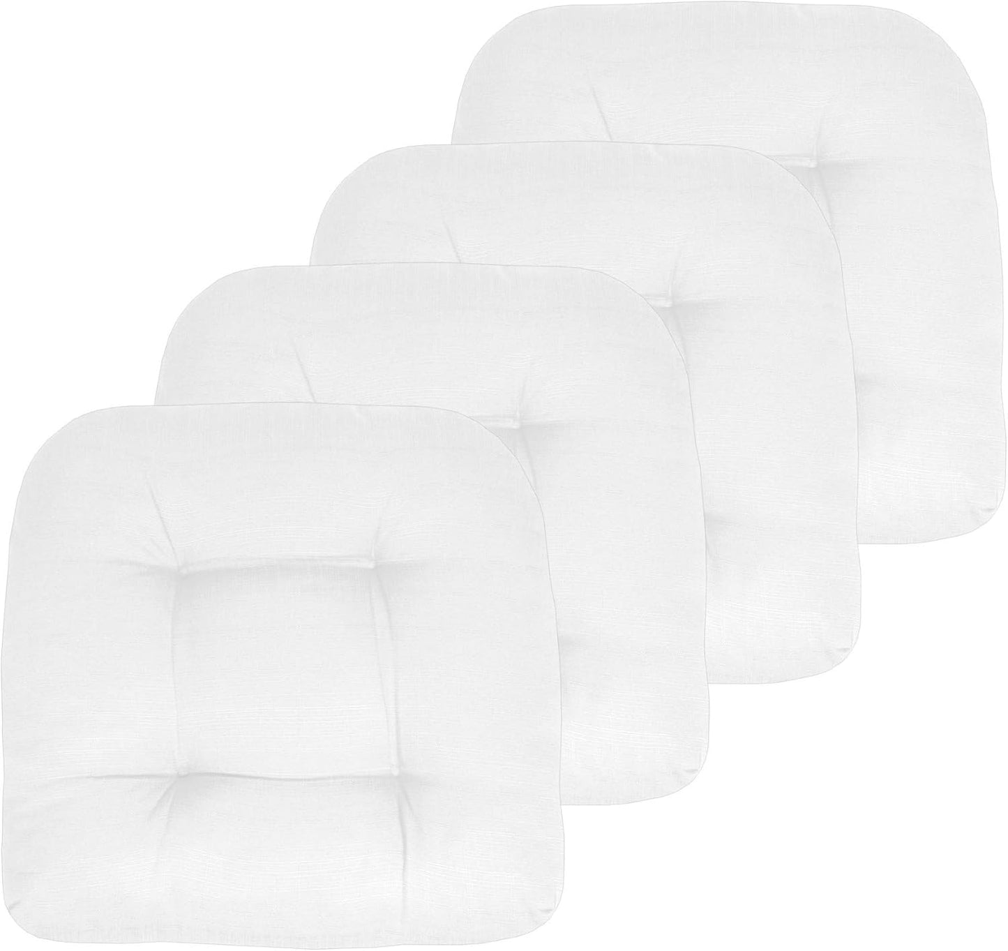 Sweet Home Collection Patio Cushions Outdoor Chair Pads Premium Comfortable Thick Fiber Fill Tufted 19" x 19" x 5" Seat Cover, 2 Pack, Cream
