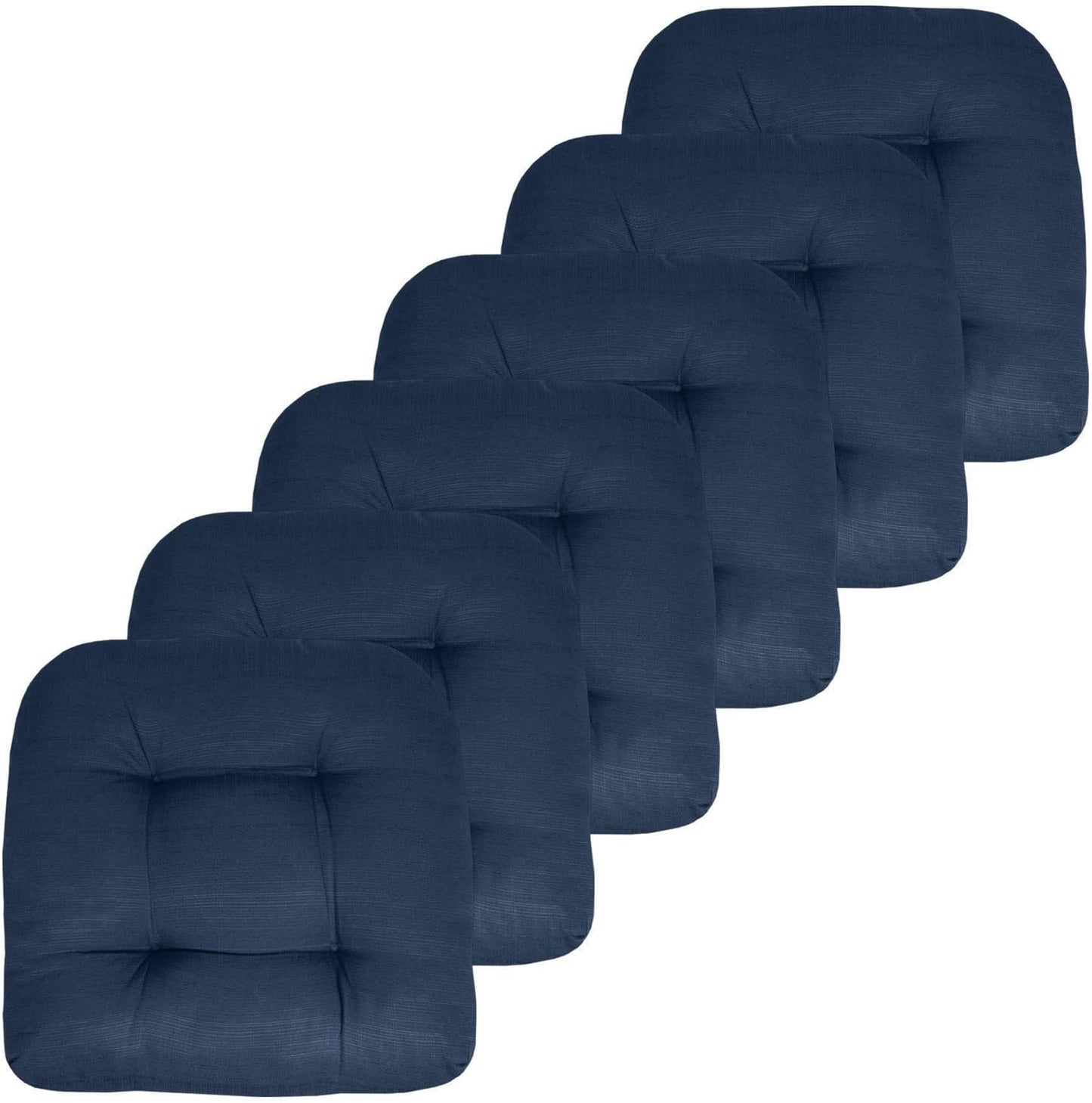 Sweet Home Collection Patio Cushions Outdoor Chair Pads Premium Comfortable Thick Fiber Fill Tufted 19" x 19" x 5" Seat Cover, 2 Pack, Cream