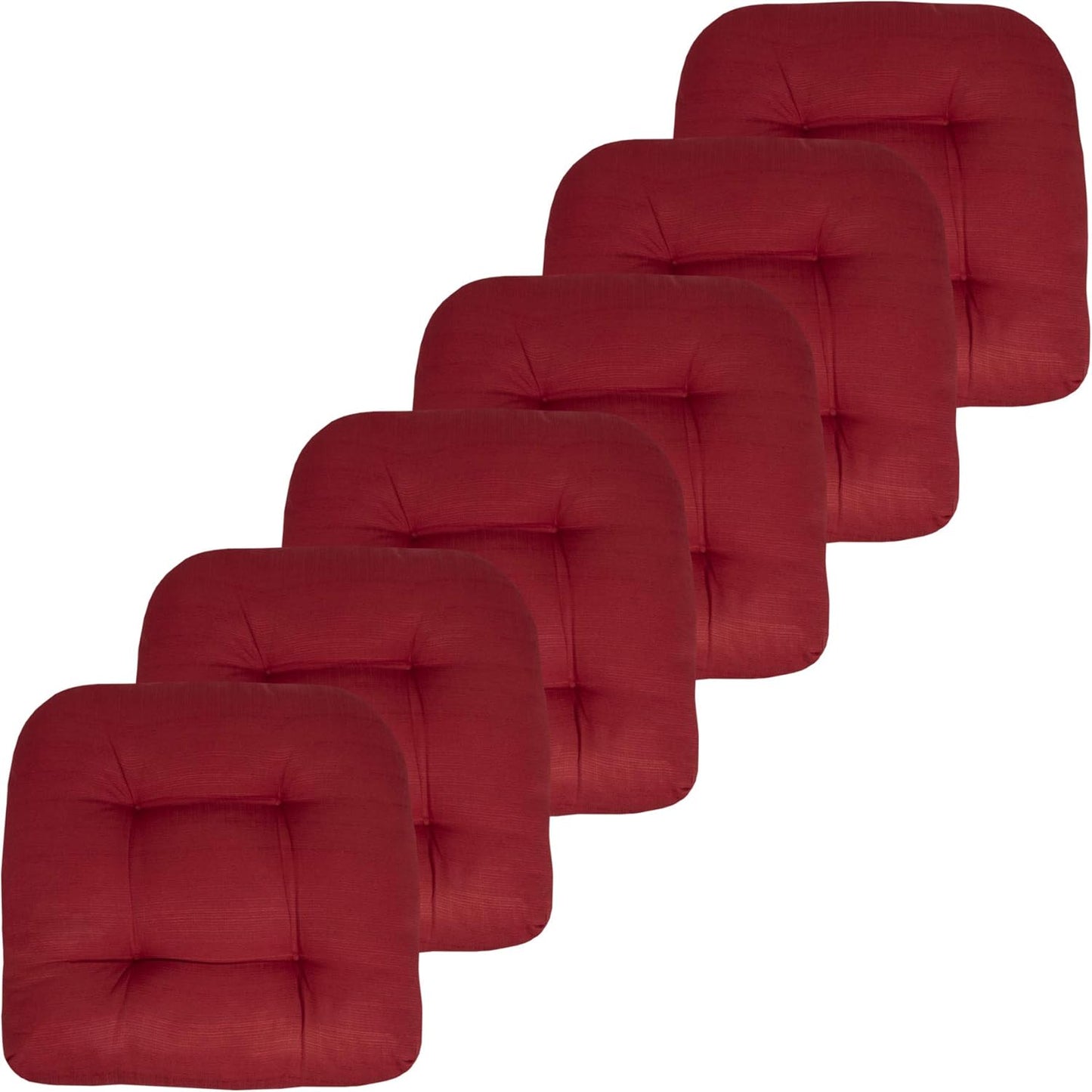 Sweet Home Collection Patio Cushions Outdoor Chair Pads Premium Comfortable Thick Fiber Fill Tufted 19" x 19" x 5" Seat Cover, 2 Pack, Cream
