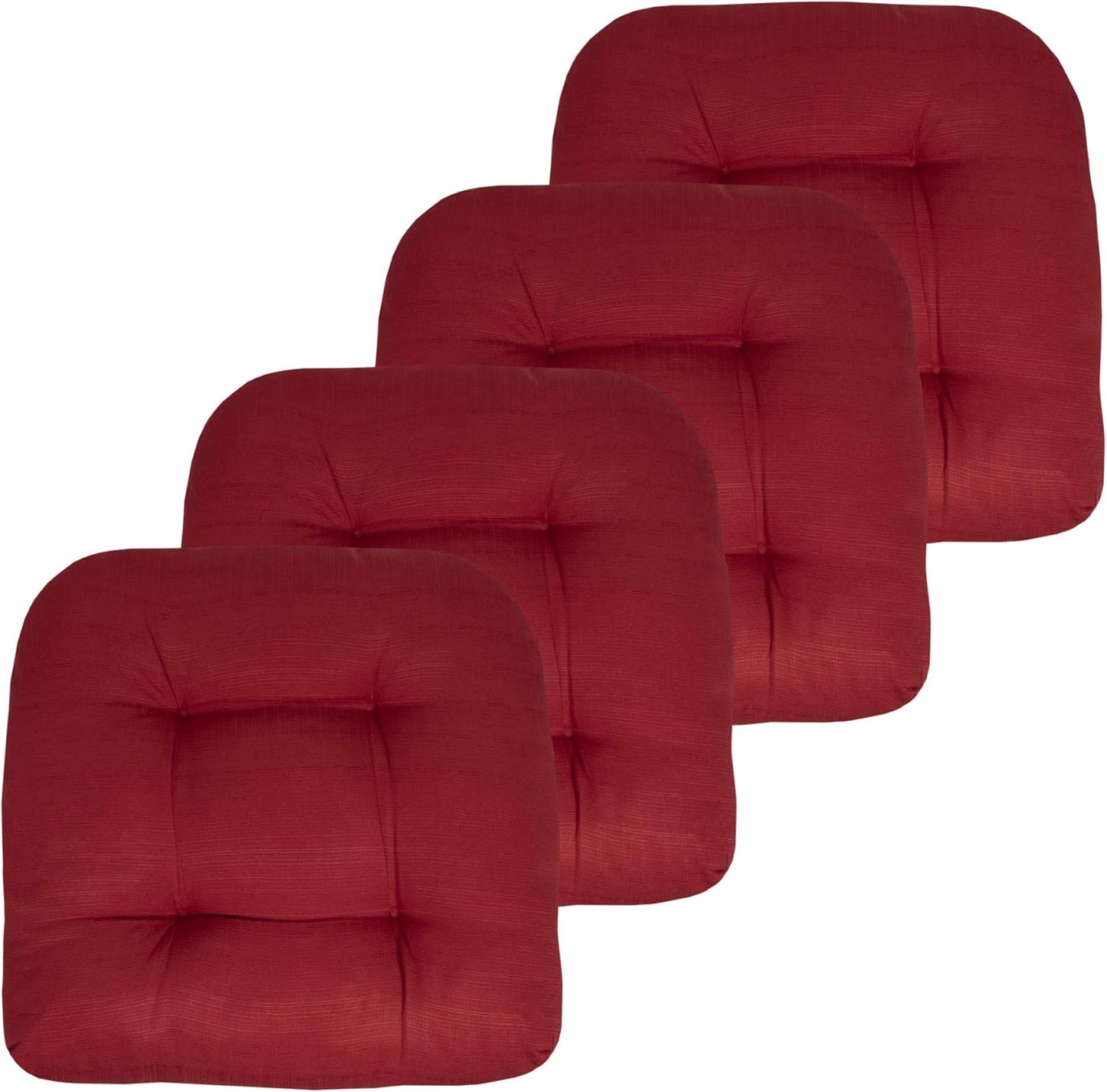 Sweet Home Collection Patio Cushions Outdoor Chair Pads Premium Comfortable Thick Fiber Fill Tufted 19" x 19" x 5" Seat Cover, 2 Pack, Cream