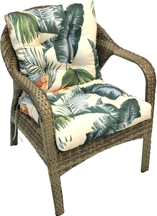 Outdoor Chair Cushions Waterproof Floral Tufted Lawn Wicker Chair Cushion for Patio Furniture Indoor Rocking Chair Pad 41.7"*20.8"*3.9" Hawaii