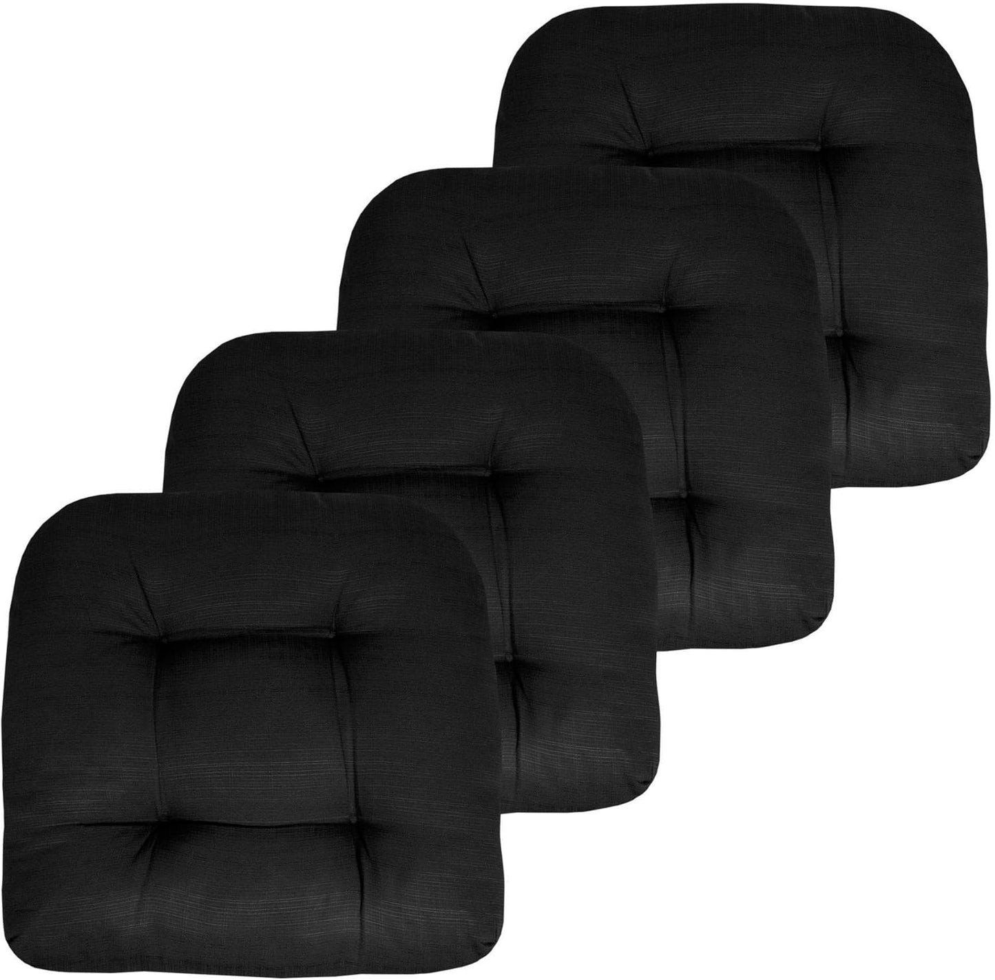 Sweet Home Collection Patio Cushions Outdoor Chair Pads Premium Comfortable Thick Fiber Fill Tufted 19" x 19" x 5" Seat Cover, 2 Pack, Cream