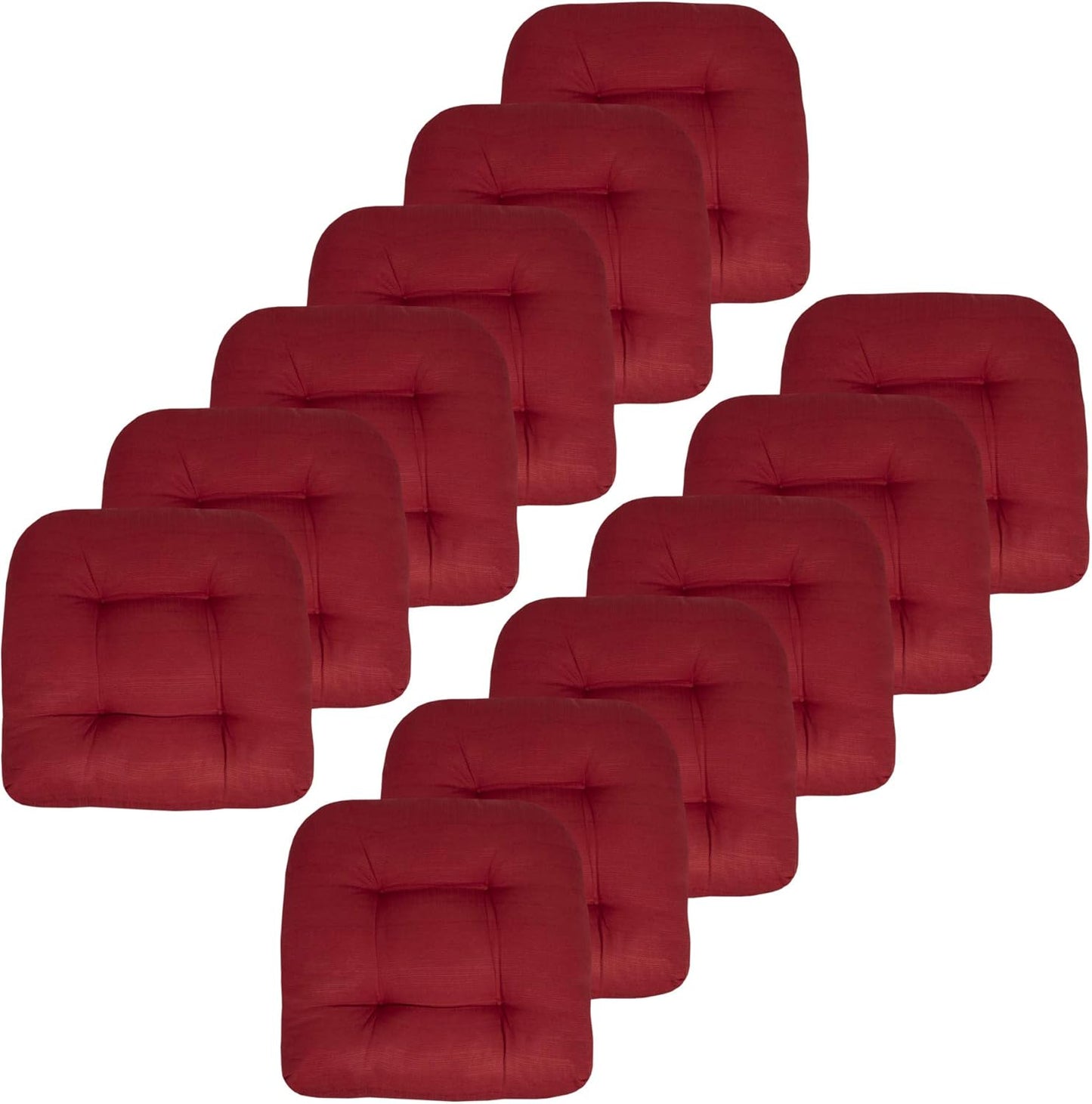 Sweet Home Collection Patio Cushions Outdoor Chair Pads Premium Comfortable Thick Fiber Fill Tufted 19" x 19" x 5" Seat Cover, 2 Pack, Cream