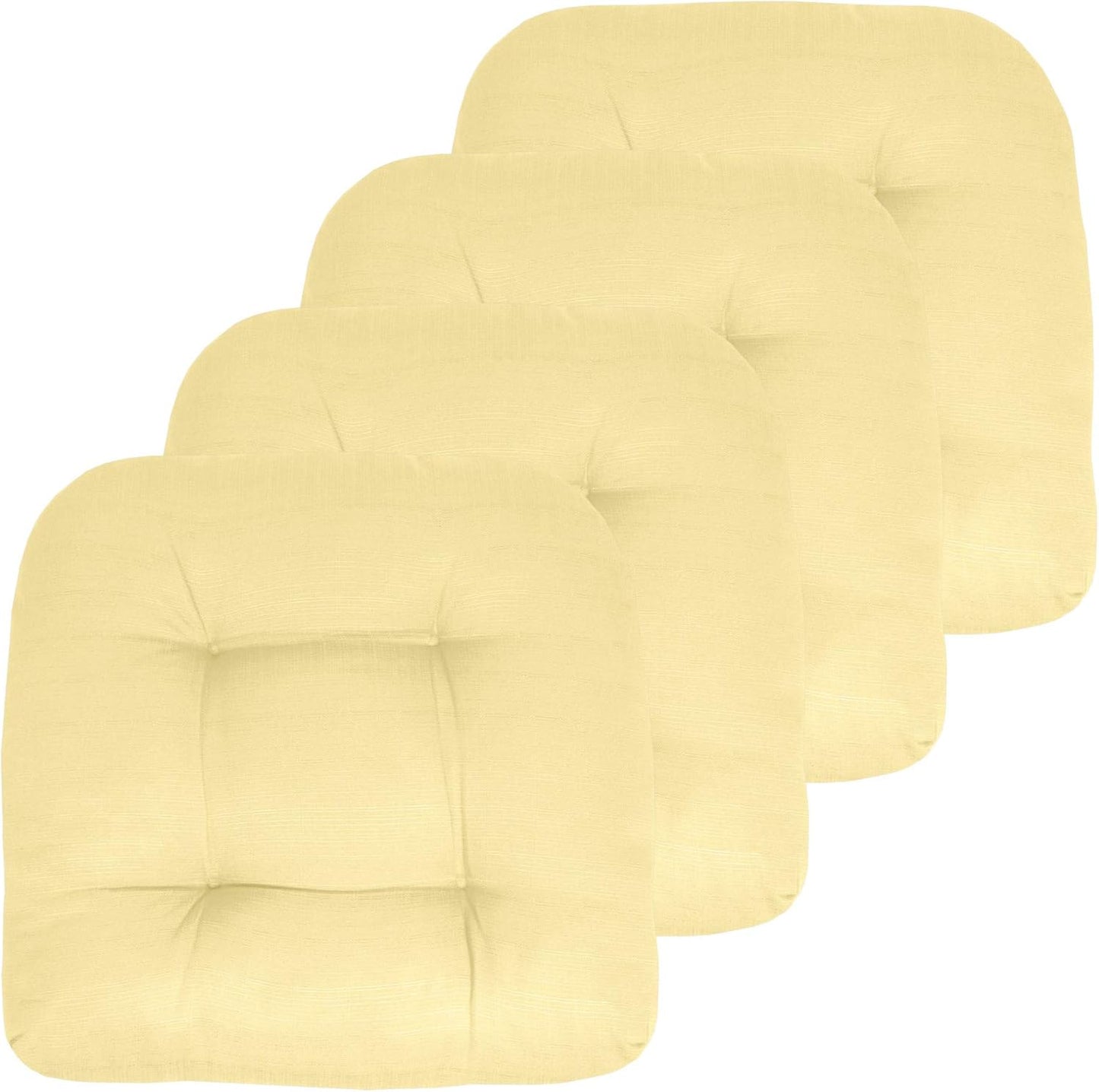 Sweet Home Collection Patio Cushions Outdoor Chair Pads Premium Comfortable Thick Fiber Fill Tufted 19" x 19" x 5" Seat Cover, 2 Pack, Cream