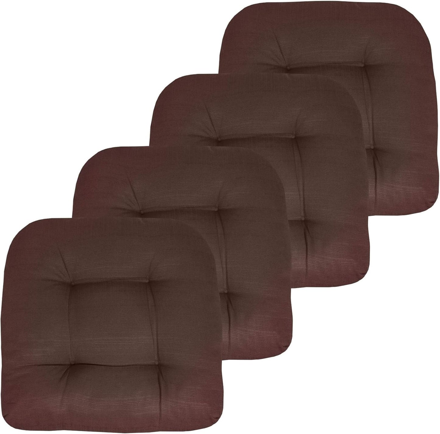 Sweet Home Collection Patio Cushions Outdoor Chair Pads Premium Comfortable Thick Fiber Fill Tufted 19" x 19" x 5" Seat Cover, 2 Pack, Cream