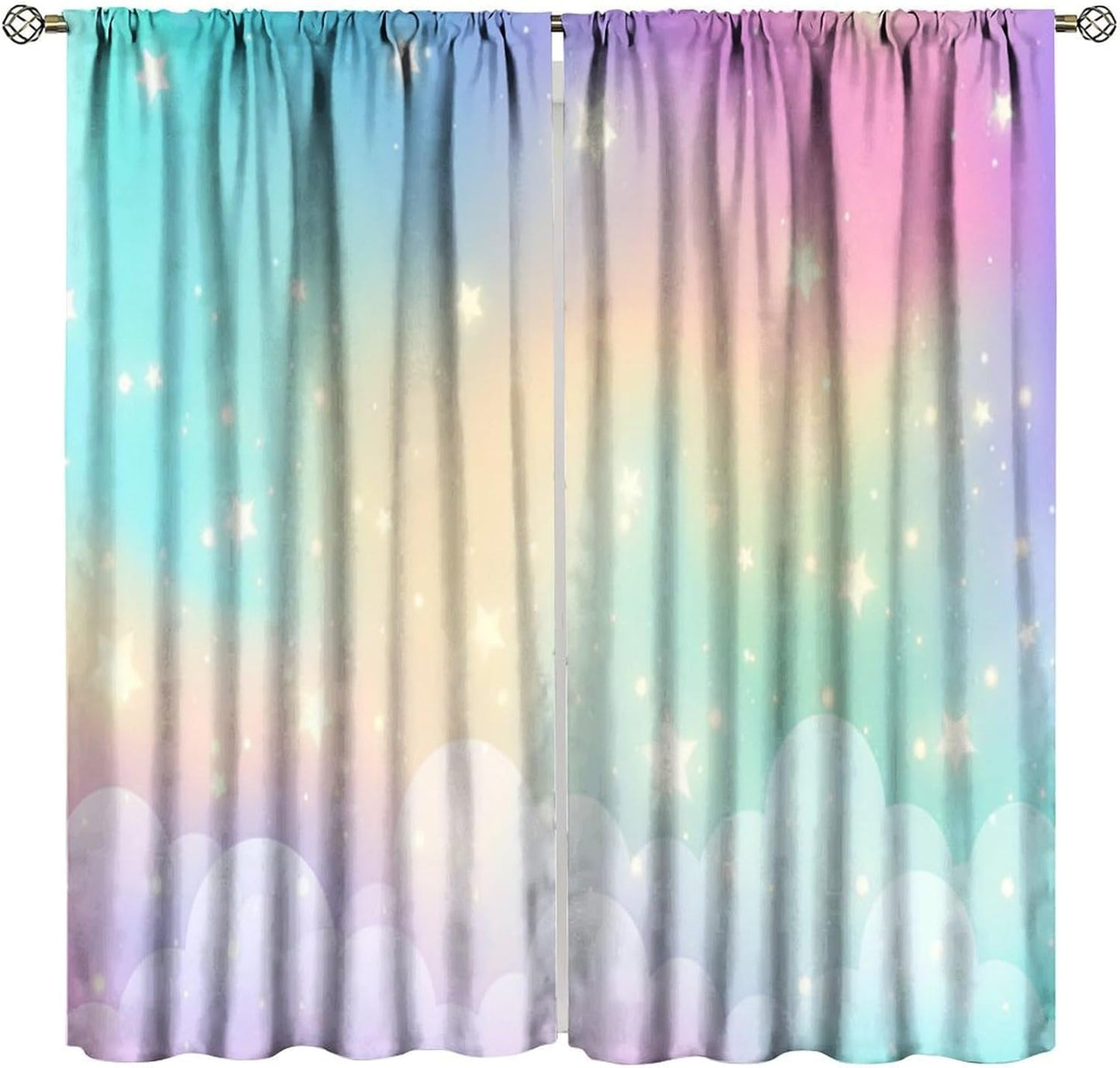 Rainbow Blackout Curtains, Abstract Colored Paint Leaking Splattered Drops Window Treatment Colorful Pancils Pattern Drapes for Bedroom Living Room, 52" W X 84" L