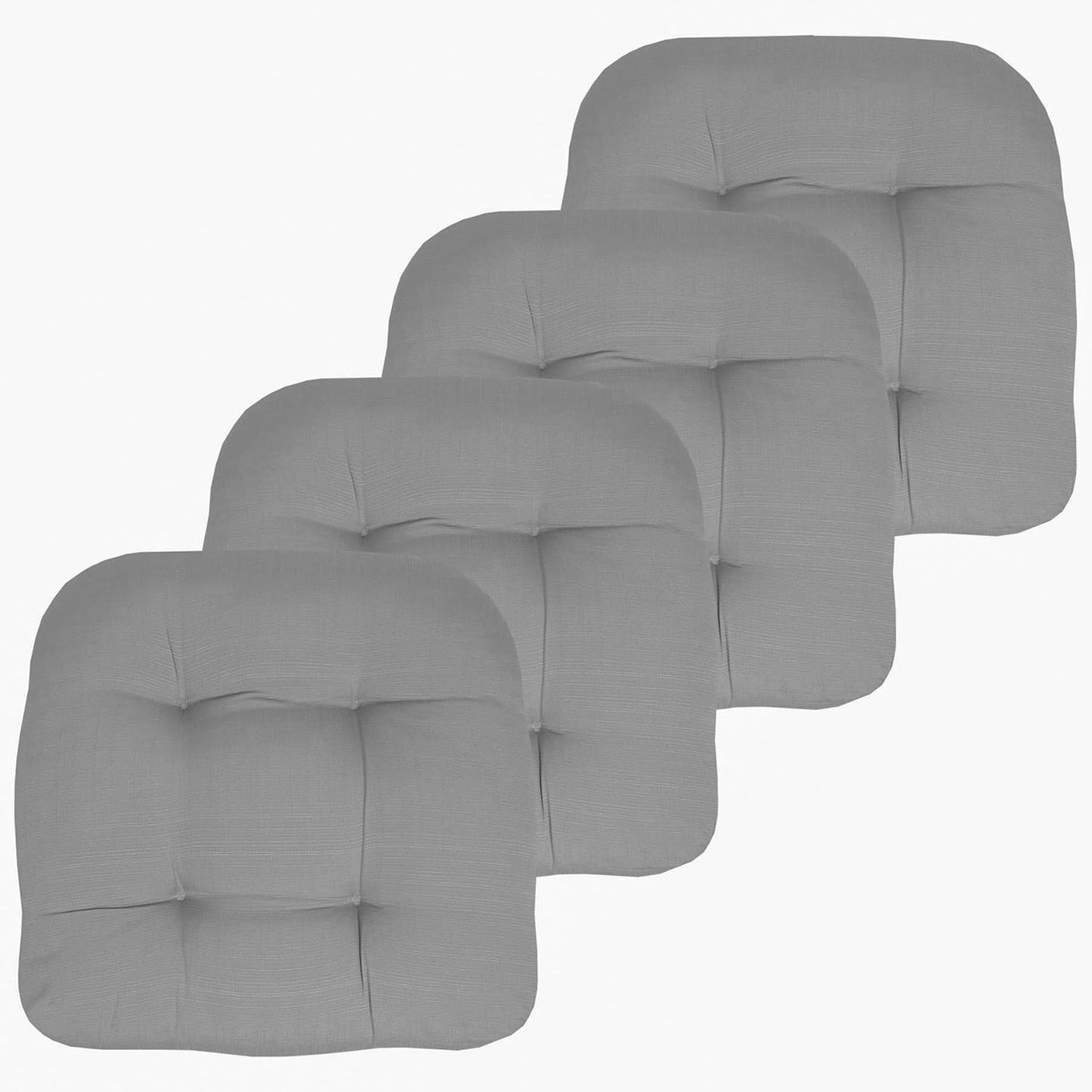 Sweet Home Collection Patio Cushions Outdoor Chair Pads Premium Comfortable Thick Fiber Fill Tufted 19" x 19" x 5" Seat Cover, 2 Pack, Cream