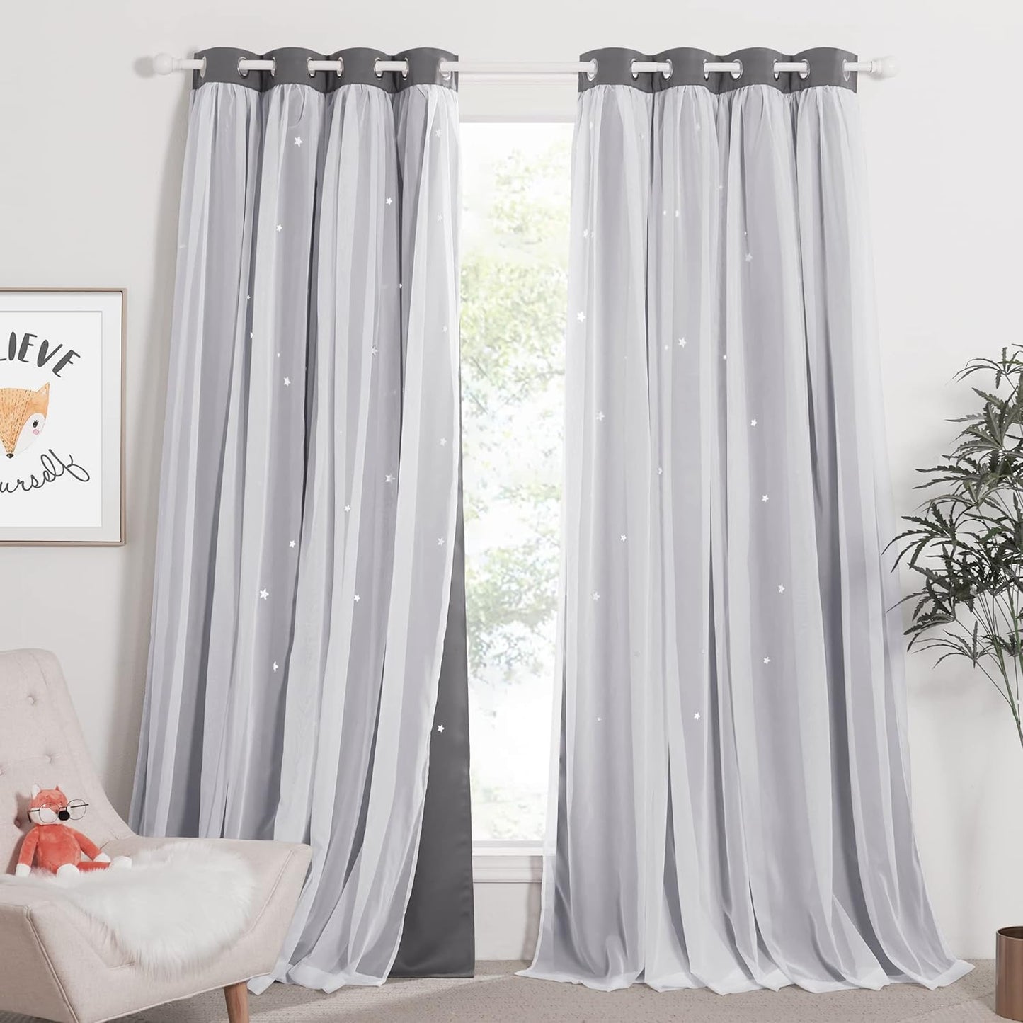 NICETOWN Rainbow Window Curtain Girls Kids Playroom Pastel Colorful Nursery Ombre 84 inches Long Blackout Curtains for Bedroom Living Room, 2 Panels, Grommet Top, 52" W x 84’L， Teal & Purple