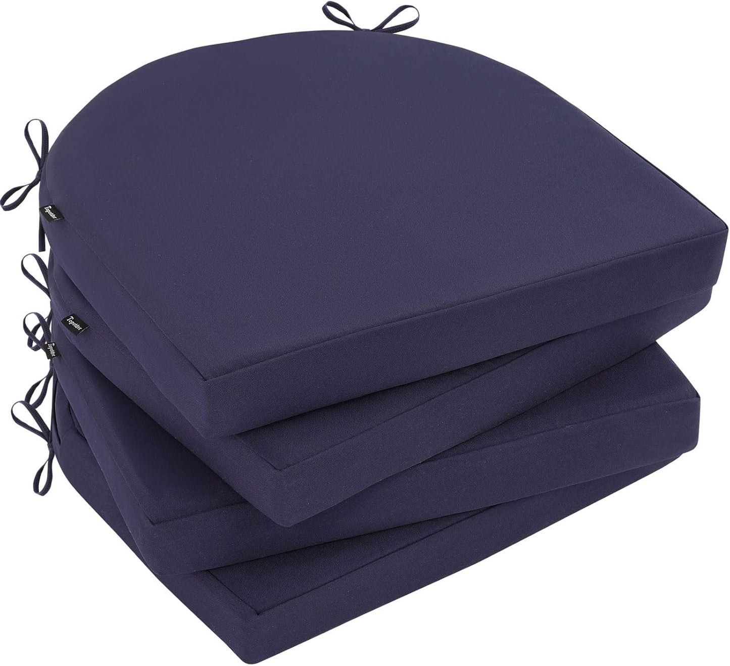 Topotdor Outdoor Chair Cushions Set of 2, Waterproof Patio Chair Cushions for Outdoor Furniture, Round Corner Seat Chair Pads with Ties for Patio Garden Dining Office, 17"x16"x2", Beige