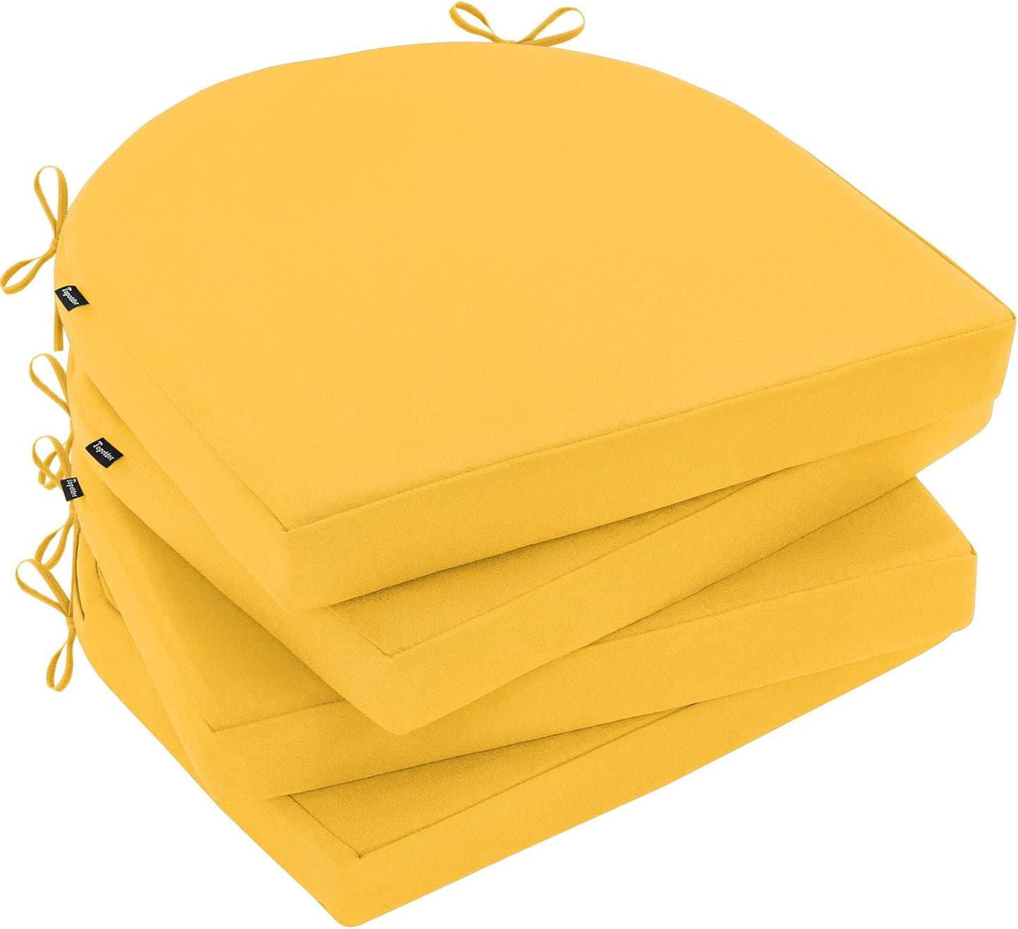 Topotdor Outdoor Chair Cushions Set of 2, Waterproof Patio Chair Cushions for Outdoor Furniture, Round Corner Seat Chair Pads with Ties for Patio Garden Dining Office, 17"x16"x2", Beige