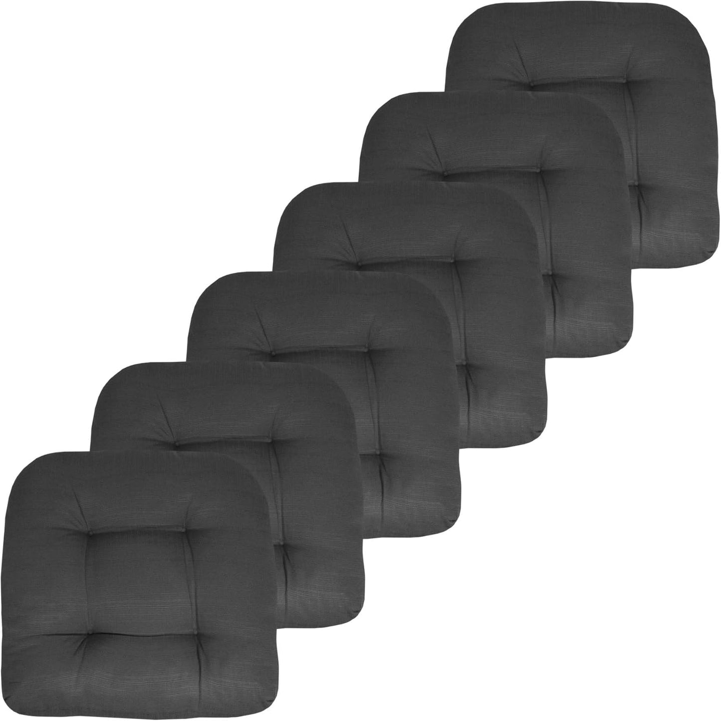 Sweet Home Collection Patio Cushions Outdoor Chair Pads Premium Comfortable Thick Fiber Fill Tufted 19" x 19" x 5" Seat Cover, 2 Pack, Cream