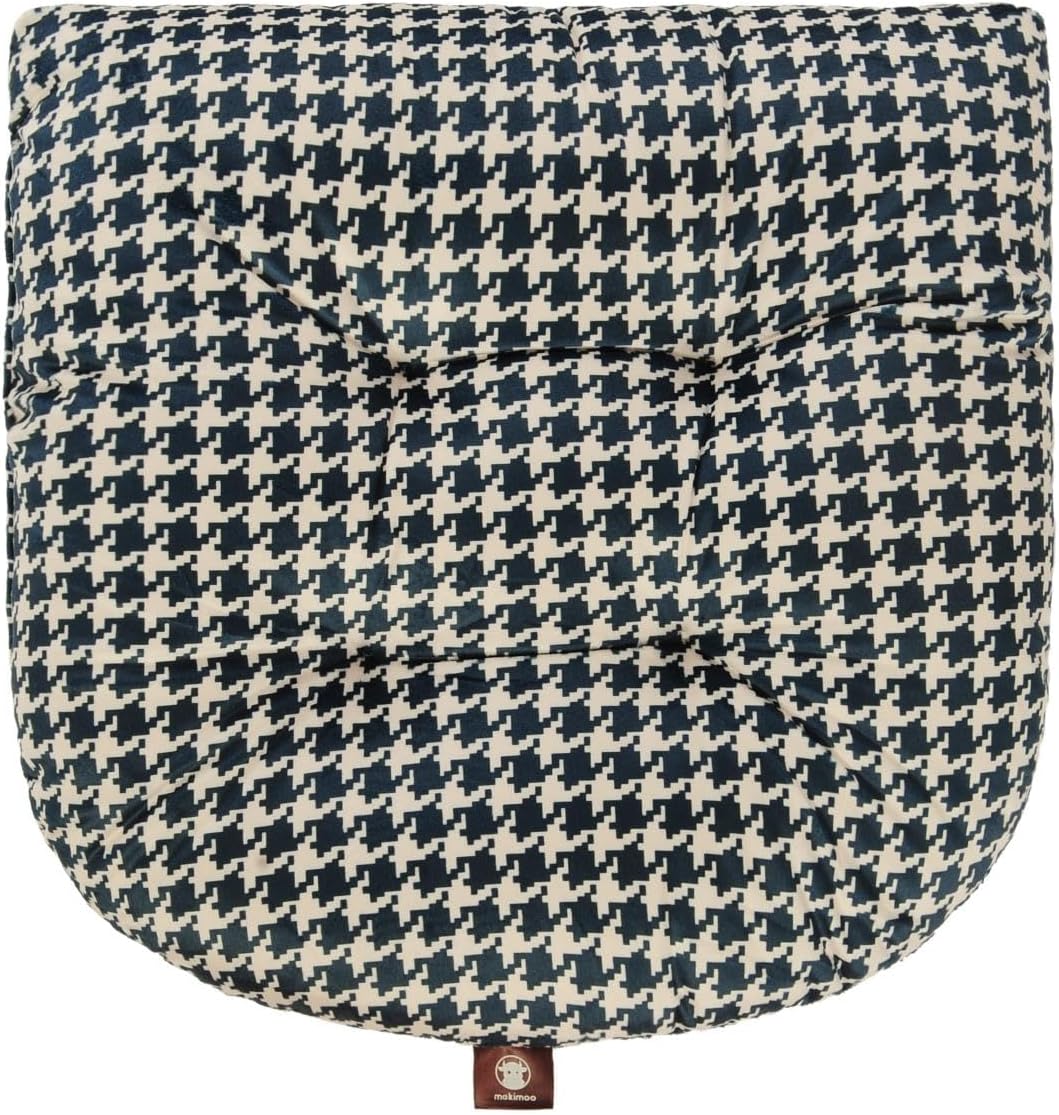 Outdoor Patio Cushion, Rocking Chair Cushion, Tufted Pads, Set of Upper and Lower with Ties Pack of 2 (2 Sets) - Back 20"×17", Seat 17"×17" (Blue Houndstooth)