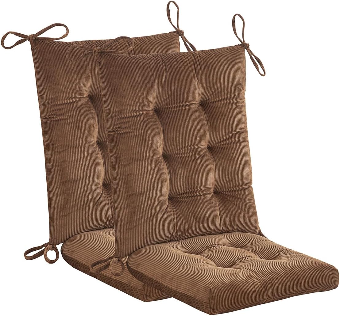 Outdoor Patio Cushion, Rocking Chair Cushion, Tufted Pads, Set of Upper and Lower with Ties Pack of 2 (2 Sets) - Back 20"×17", Seat 17"×17" (Blue Houndstooth)