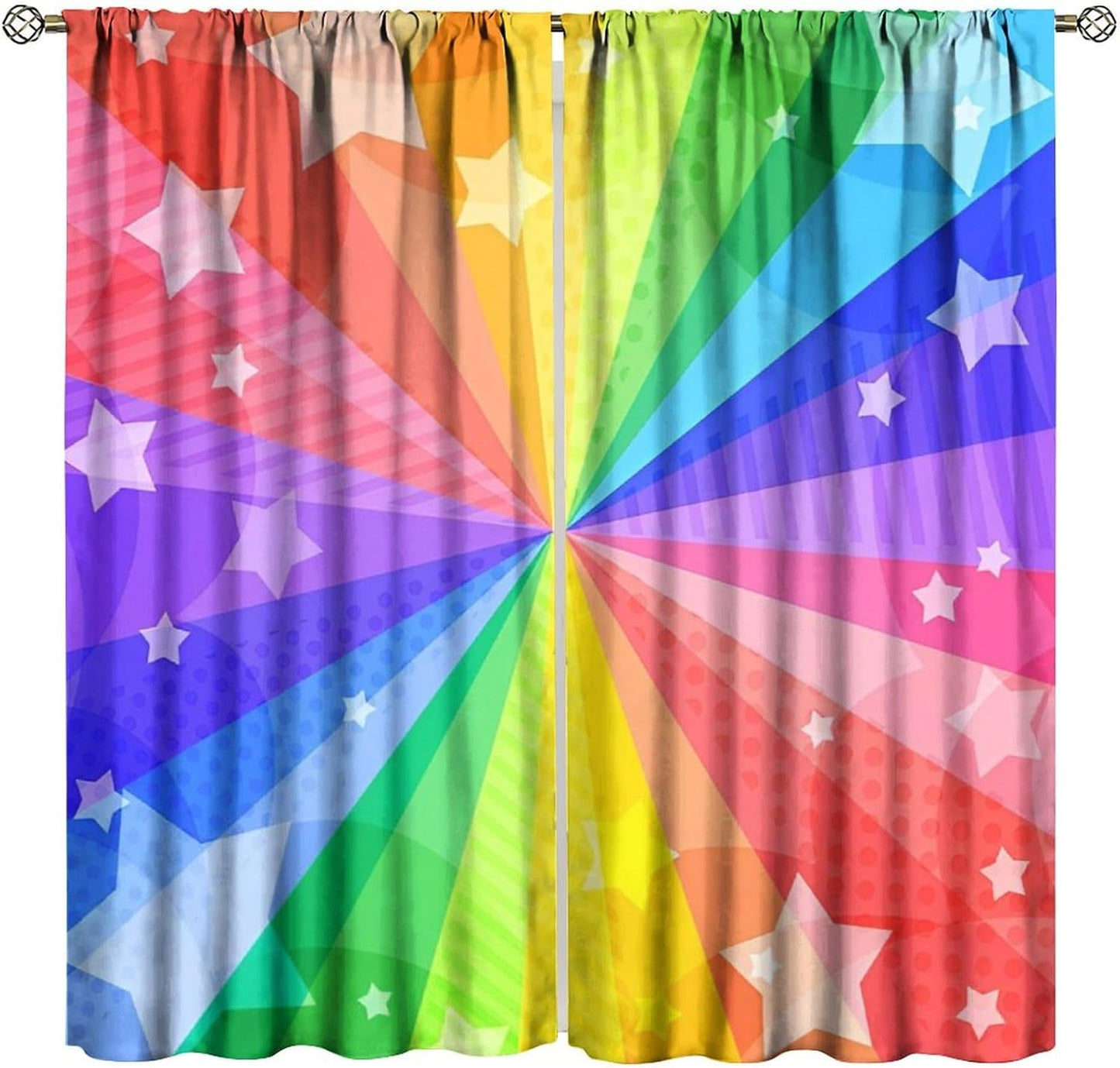 Rainbow Blackout Curtains, Abstract Colored Paint Leaking Splattered Drops Window Treatment Colorful Pancils Pattern Drapes for Bedroom Living Room, 52" W X 84" L
