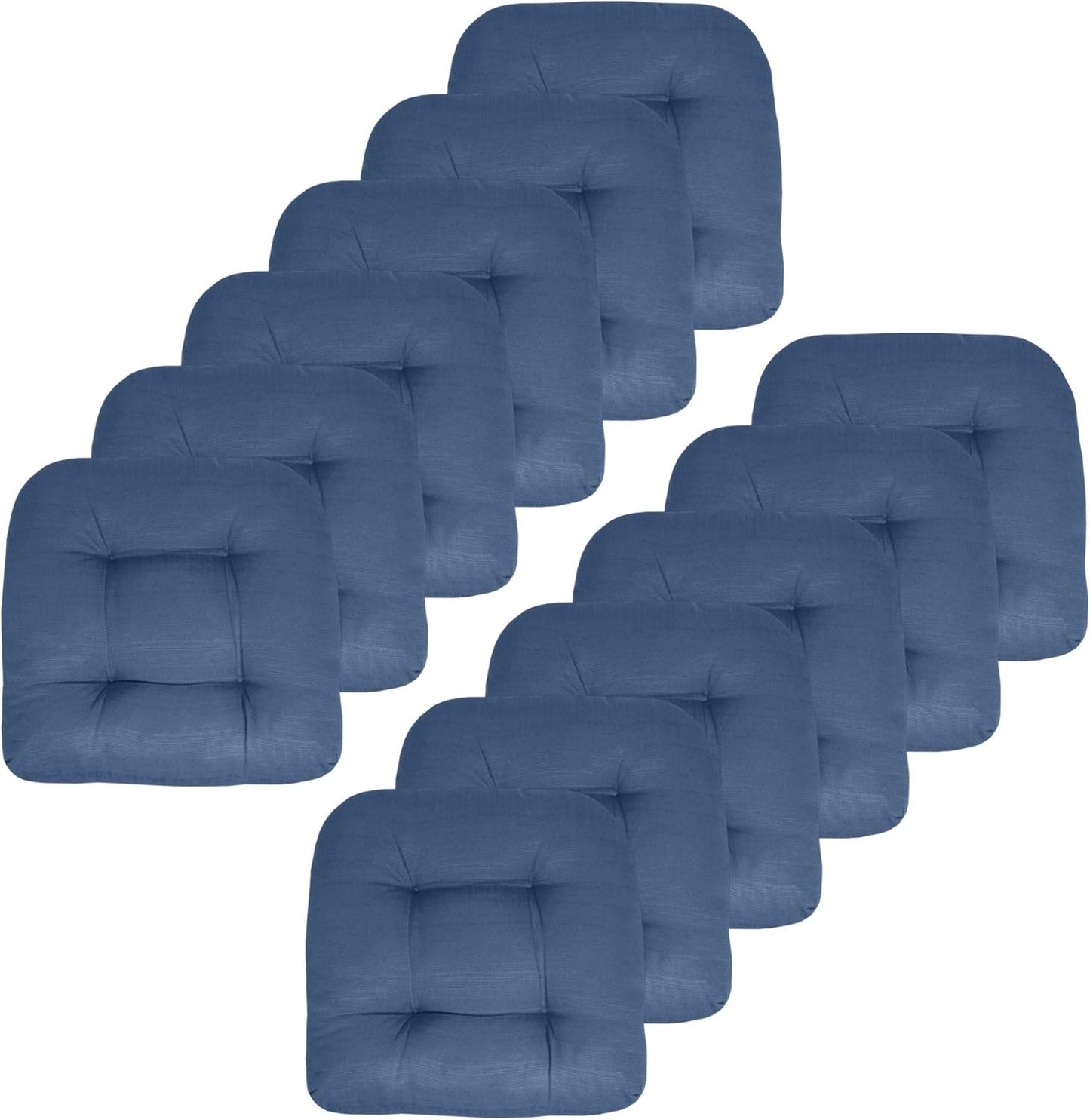 Sweet Home Collection Patio Cushions Outdoor Chair Pads Premium Comfortable Thick Fiber Fill Tufted 19" x 19" x 5" Seat Cover, 2 Pack, Cream