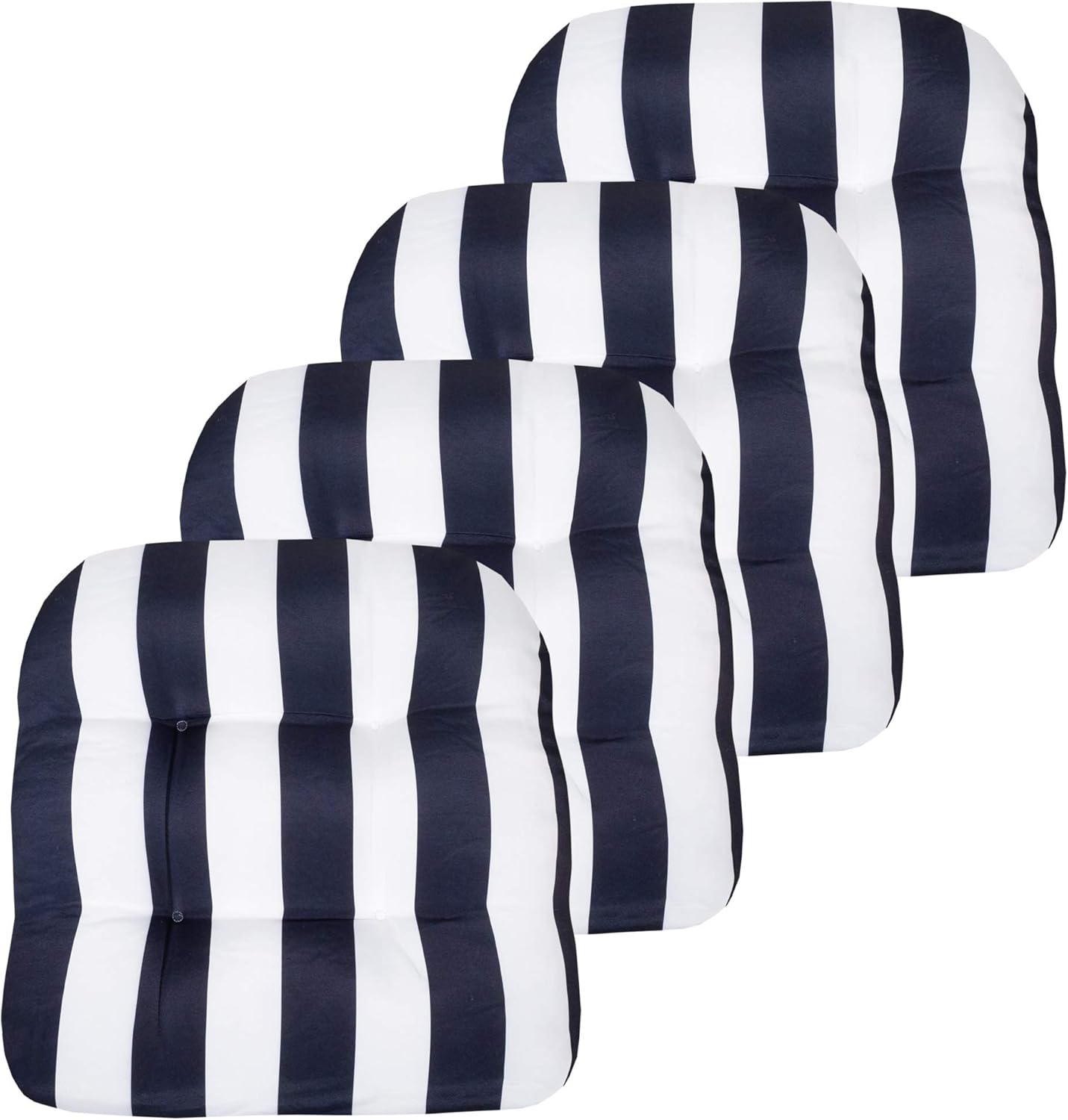 Sweet Home Collection Patio Cushions Outdoor Chair Pads Premium Comfortable Thick Fiber Fill Tufted 19" x 19" x 5" Seat Cover, 2 Pack, Cream