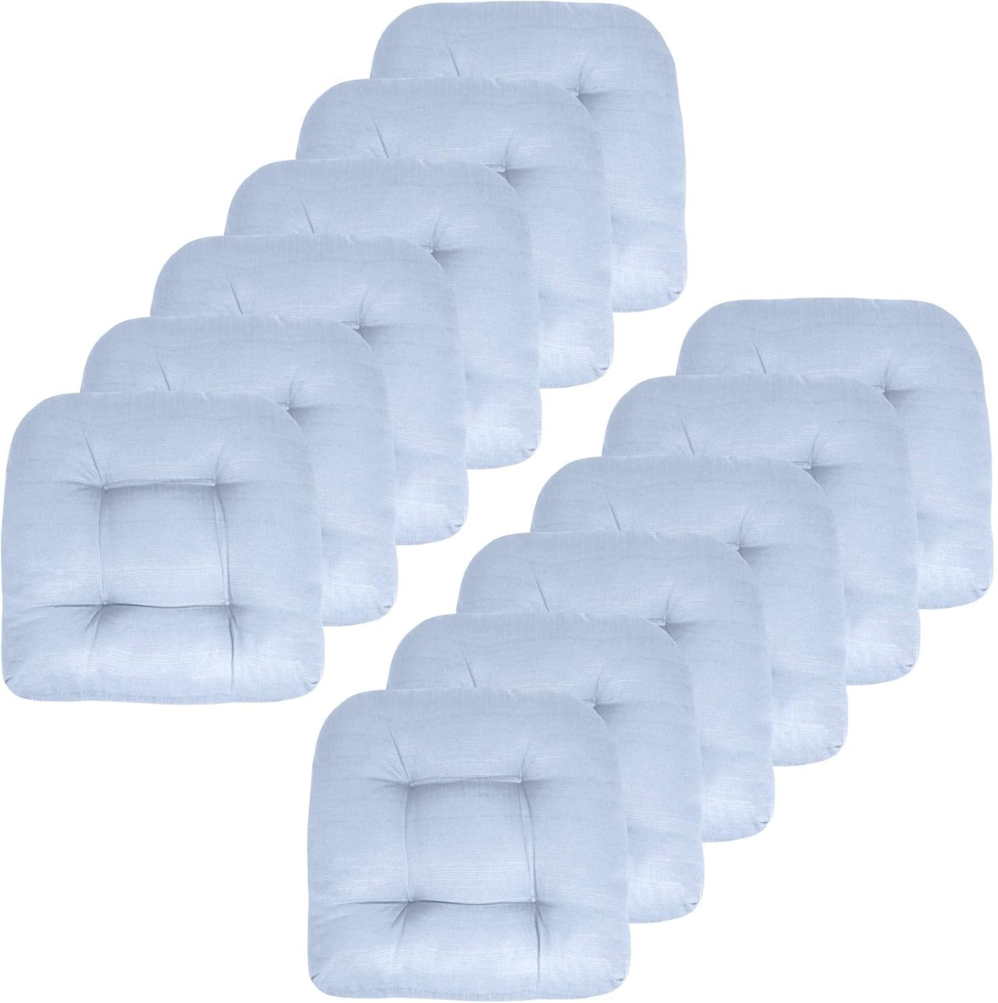 Sweet Home Collection Patio Cushions Outdoor Chair Pads Premium Comfortable Thick Fiber Fill Tufted 19" x 19" x 5" Seat Cover, 2 Pack, Cream