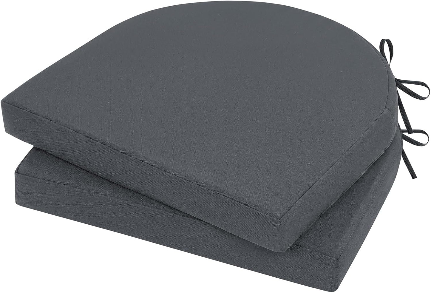 Topotdor Outdoor Chair Cushions Set of 2, Waterproof Patio Chair Cushions for Outdoor Furniture, Round Corner Seat Chair Pads with Ties for Patio Garden Dining Office, 17"x16"x2", Beige
