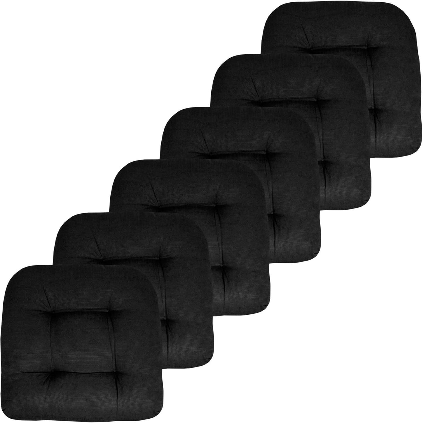 Sweet Home Collection Patio Cushions Outdoor Chair Pads Premium Comfortable Thick Fiber Fill Tufted 19" x 19" x 5" Seat Cover, 2 Pack, Cream