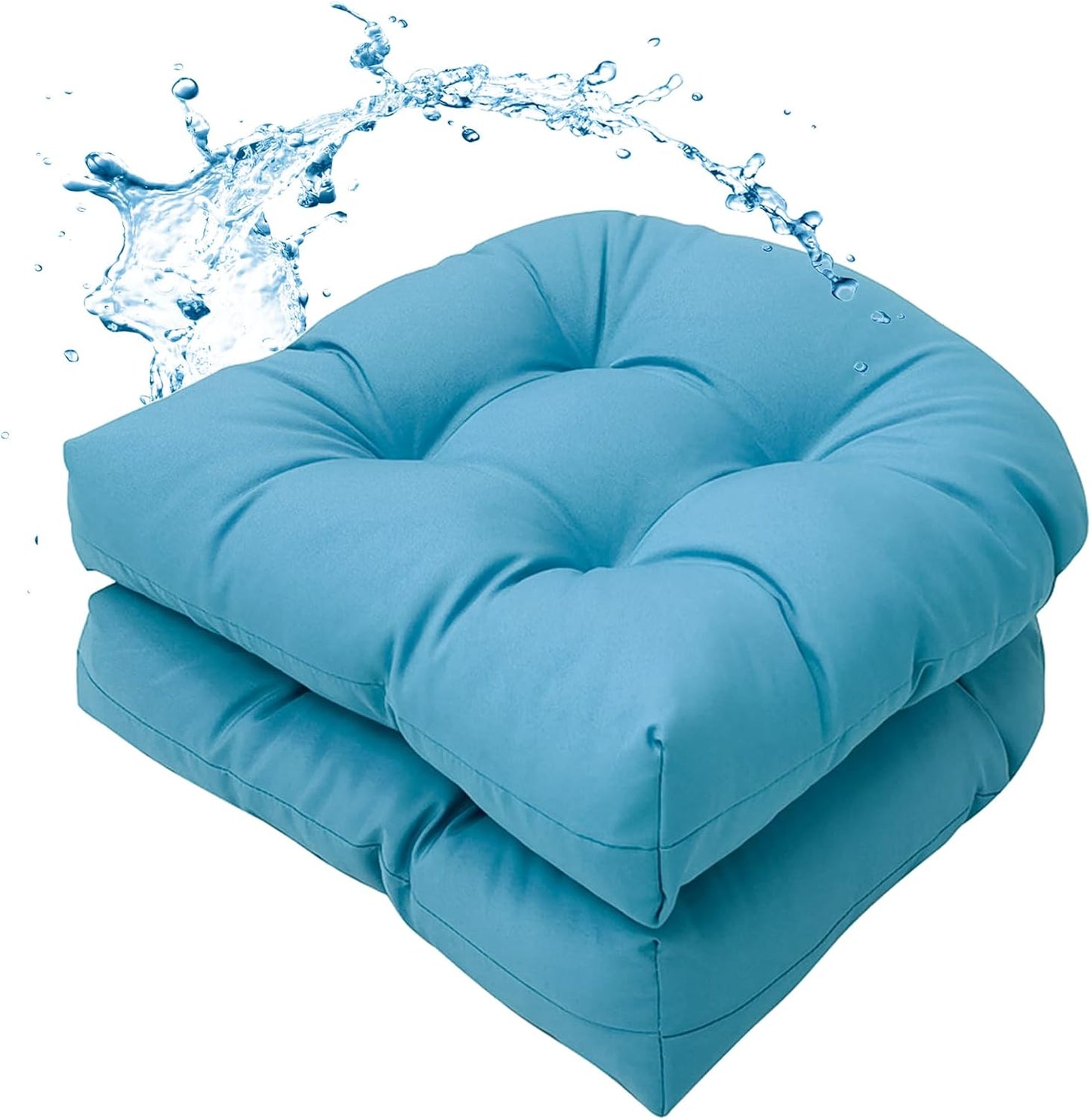 MTMR Water-Repellent Outdoor Chair Cushions Set of 2, 19”X19” Patio Chair Cushions with High Elasticity PP Cotton, No Fading Tufted Seat Cushions for Outdoor Furniture, Thick and Large Patio Cushions