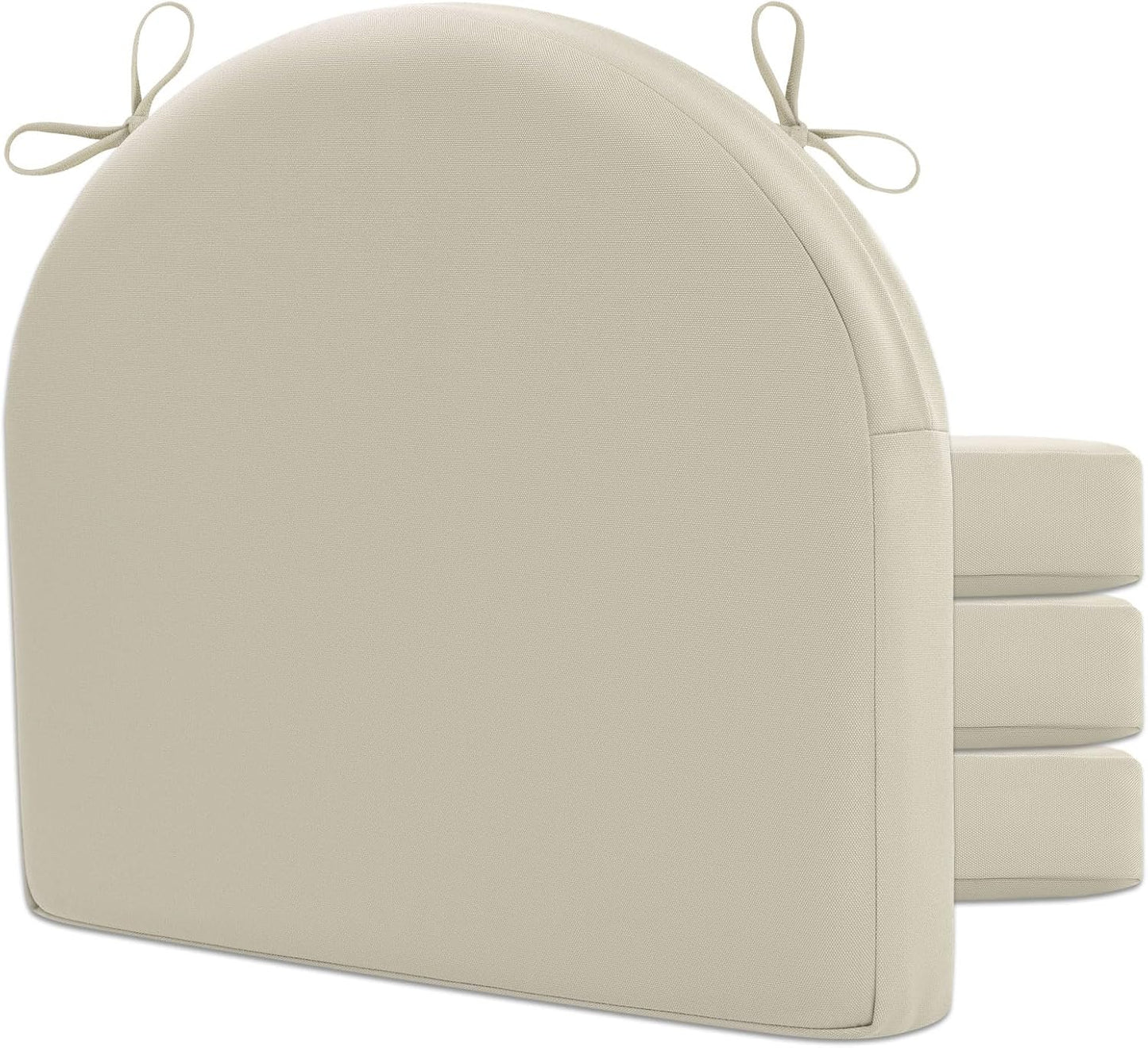 Topotdor Outdoor Chair Cushions Set of 2, Waterproof Patio Chair Cushions for Outdoor Furniture, Round Corner Seat Chair Pads with Ties for Patio Garden Dining Office, 17"x16"x2", Beige
