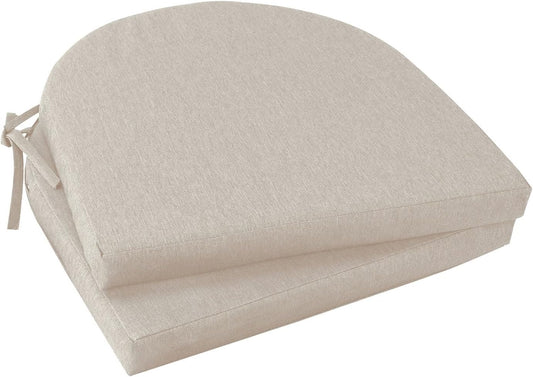 Topotdor Outdoor Chair Cushions Set of 2, Waterproof Patio Chair Cushions for Outdoor Furniture, Round Corner Seat Chair Pads with Ties for Patio Garden Dining Office, 17"x16"x2", Beige