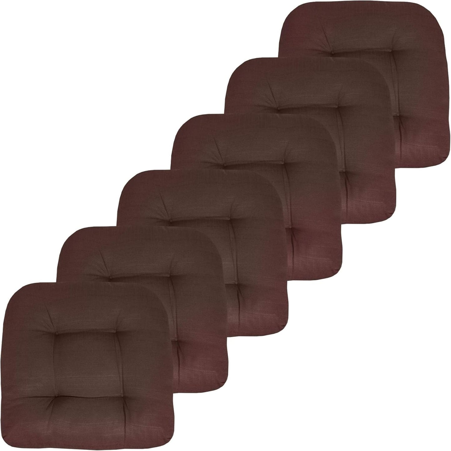 Sweet Home Collection Patio Cushions Outdoor Chair Pads Premium Comfortable Thick Fiber Fill Tufted 19" x 19" x 5" Seat Cover, 2 Pack, Cream