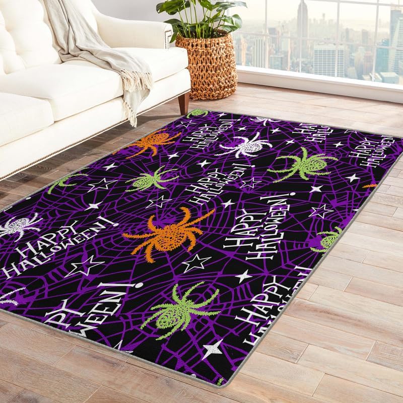 Ghost Rugs for Bedroom Living Room, Halloween Cute 5x7 Rug, Washable Non-Slip Soft Low Pile Area Rug, Dorm Dining Room Nursery Carpet, Indoor Floor Rug for Kids Girls Boys Home Decor